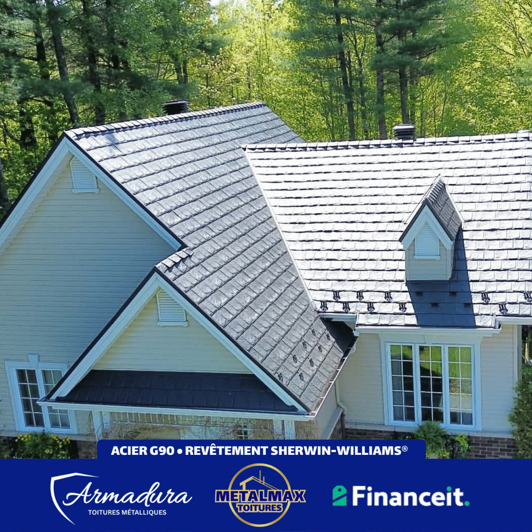 Ouest-de-l'Île : Toiture métallique Armadura installée sur une résidence de l'Ouest-de-l'Île — MetalMax