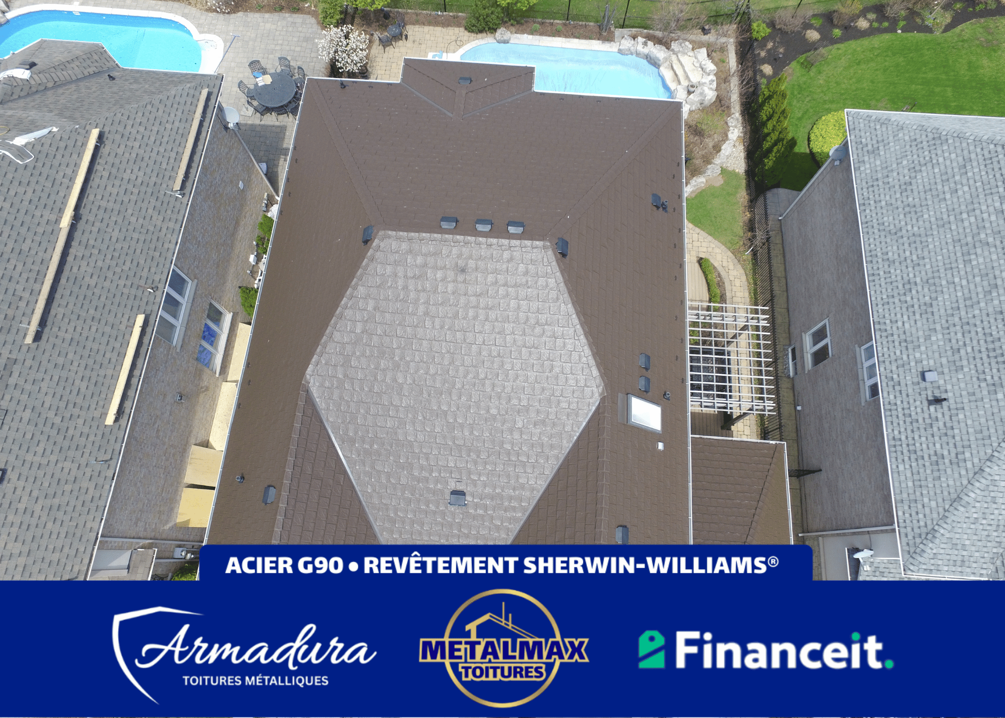 Toiture métallique Armadura™ couleur Kodiak — brun foncé — installation résidentielle au Québec par MetalMax-5