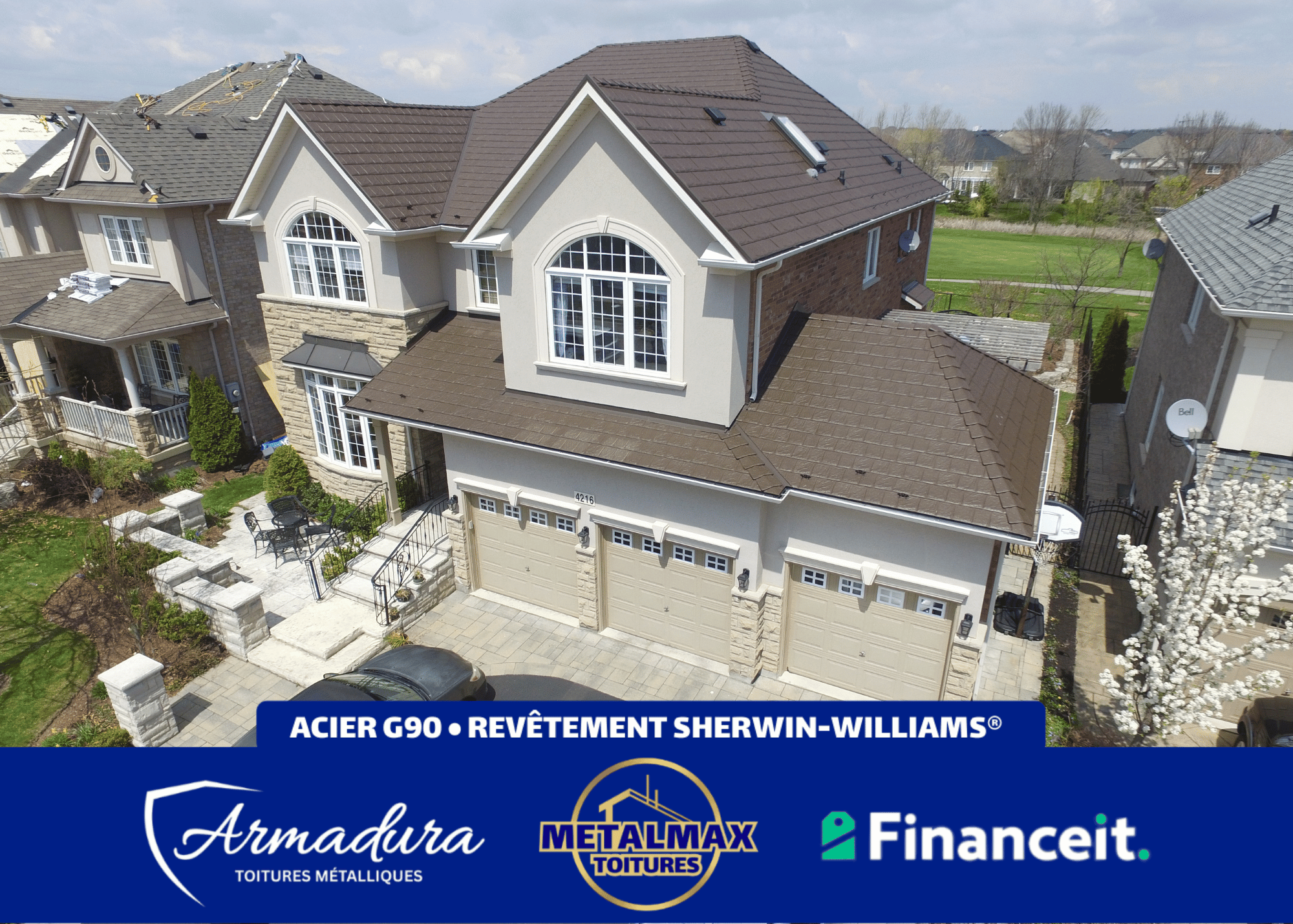 Toiture métallique Armadura™ couleur Kodiak — brun foncé — installation résidentielle au Québec par MetalMax-12