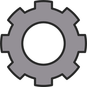 Une icône de engrenage ou roue dentée gris foncé.