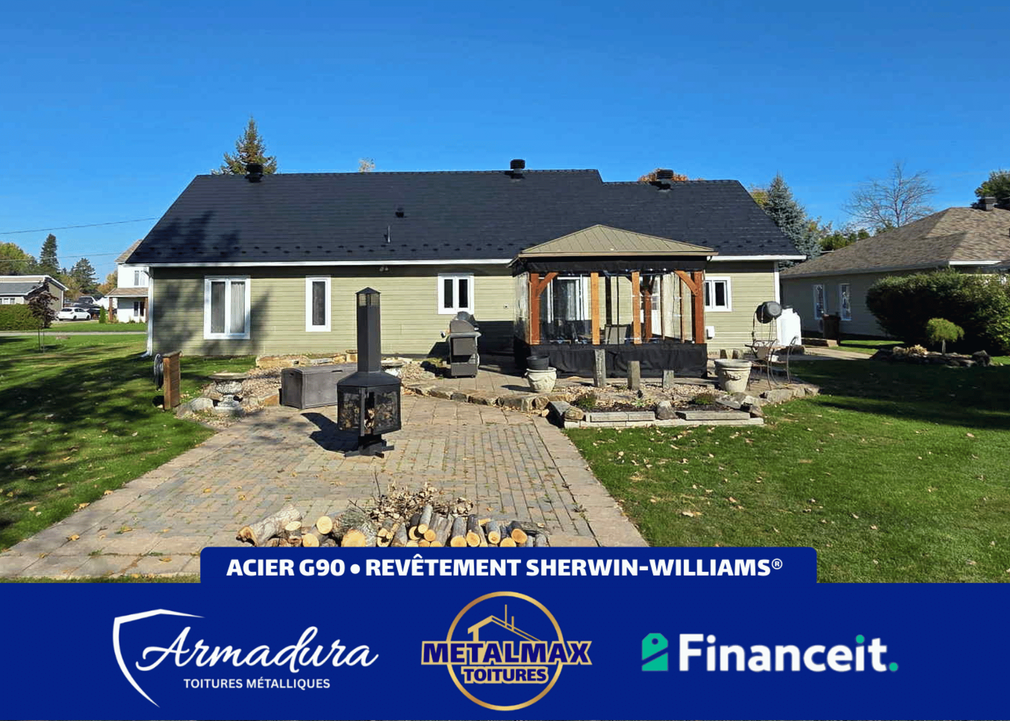 Toiture métallique Armadura™ couleur Eclipse — noir ardoise — installation résidentielle au Québec par MetalMax-21