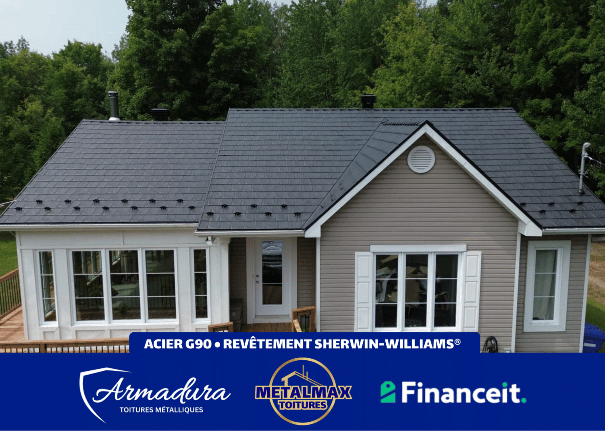 Toiture métallique Armadura™ couleur Eclipse — noir ardoise — installation résidentielle au Québec par MetalMax-15