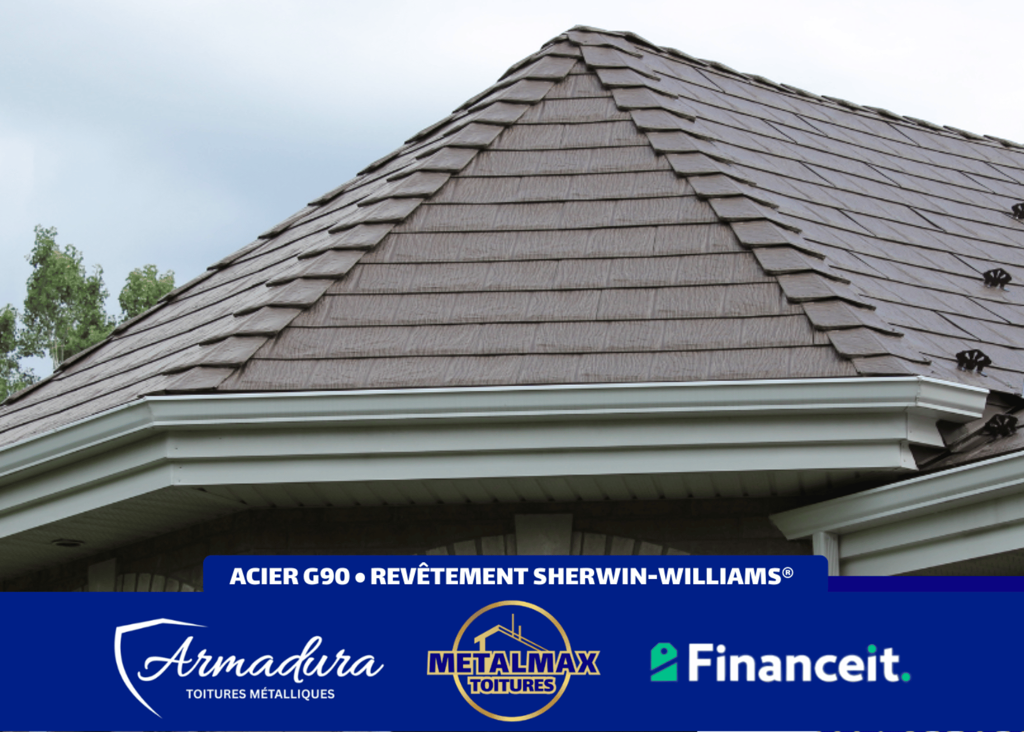 Toiture métallique Armadura™ couleur Kodiak — brun foncé — installation résidentielle au Québec par MetalMax-7