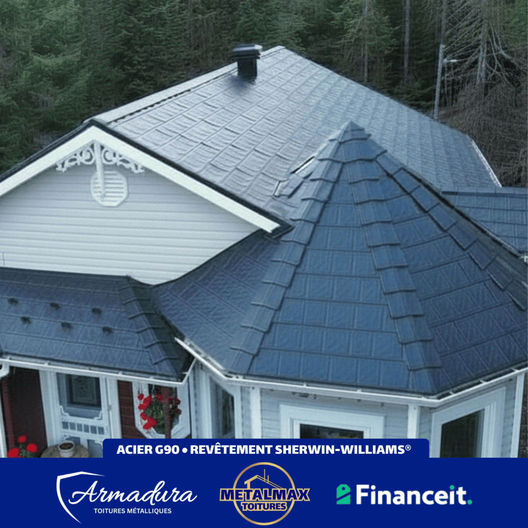 Toiture métallique Armadura à Coaticook — finition Fluropon Sherwin-Williams
