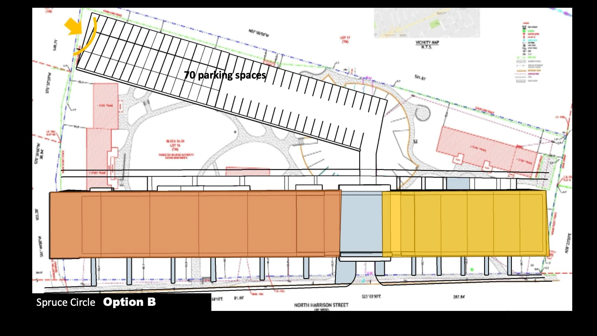 Option B (near Harrison Street)