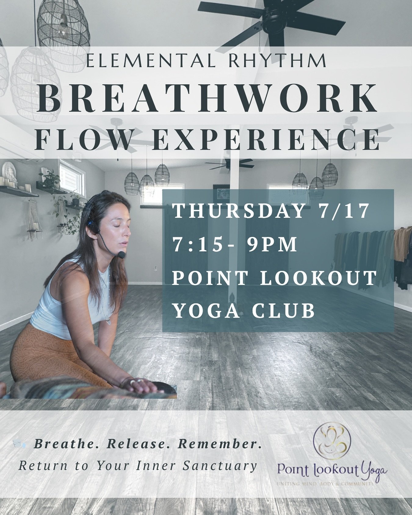 The Summer season can keep us in a constant state of movement with endless opportunities to connect and socialize, but what about taking some time just for YOU.
🌬️ Elemental Rhythm Flow Breathwork
Join us for a restorative journey designed to help