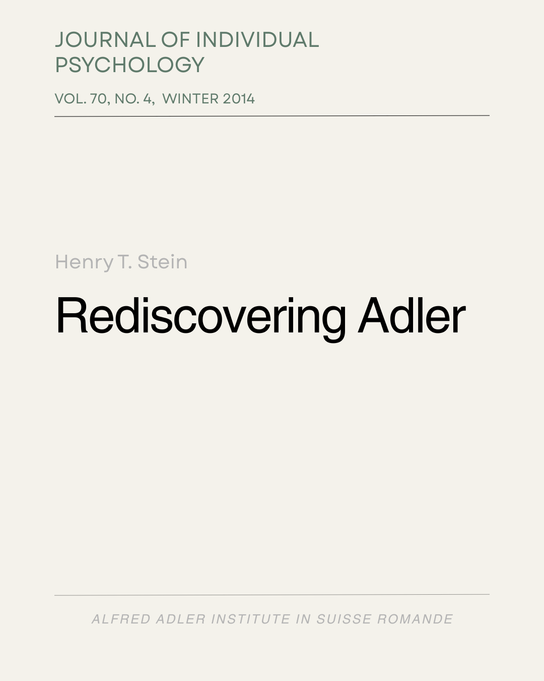 Rediscovering Adler