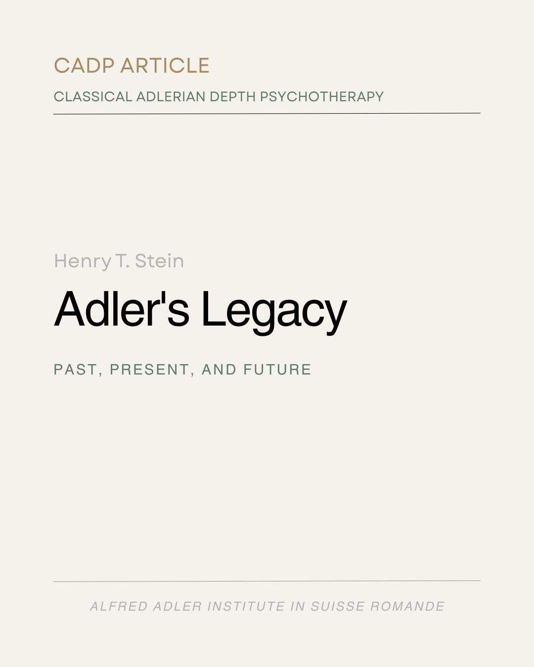 Adler’s Legacy - Past, Present &amp; Future