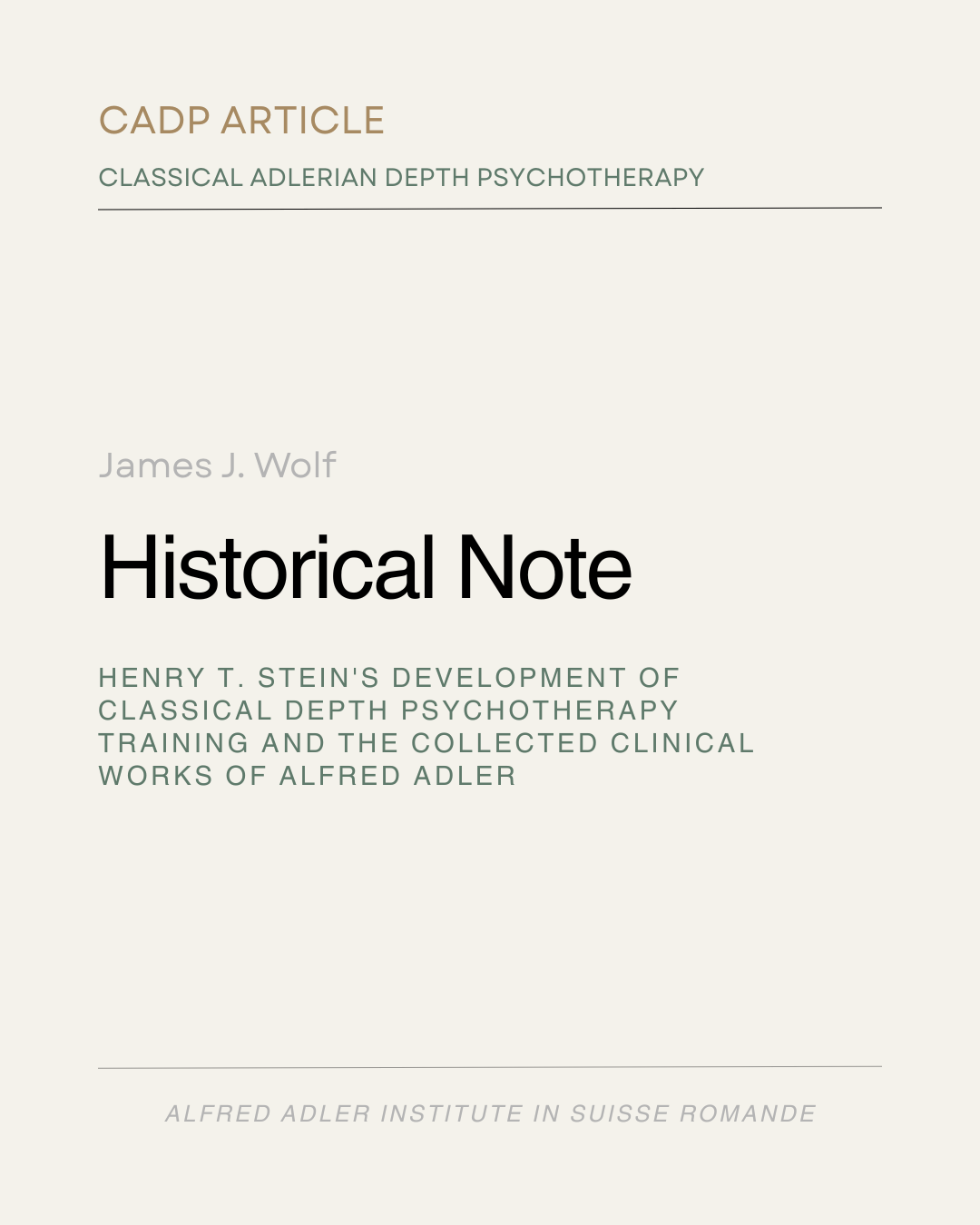 Historical Note
