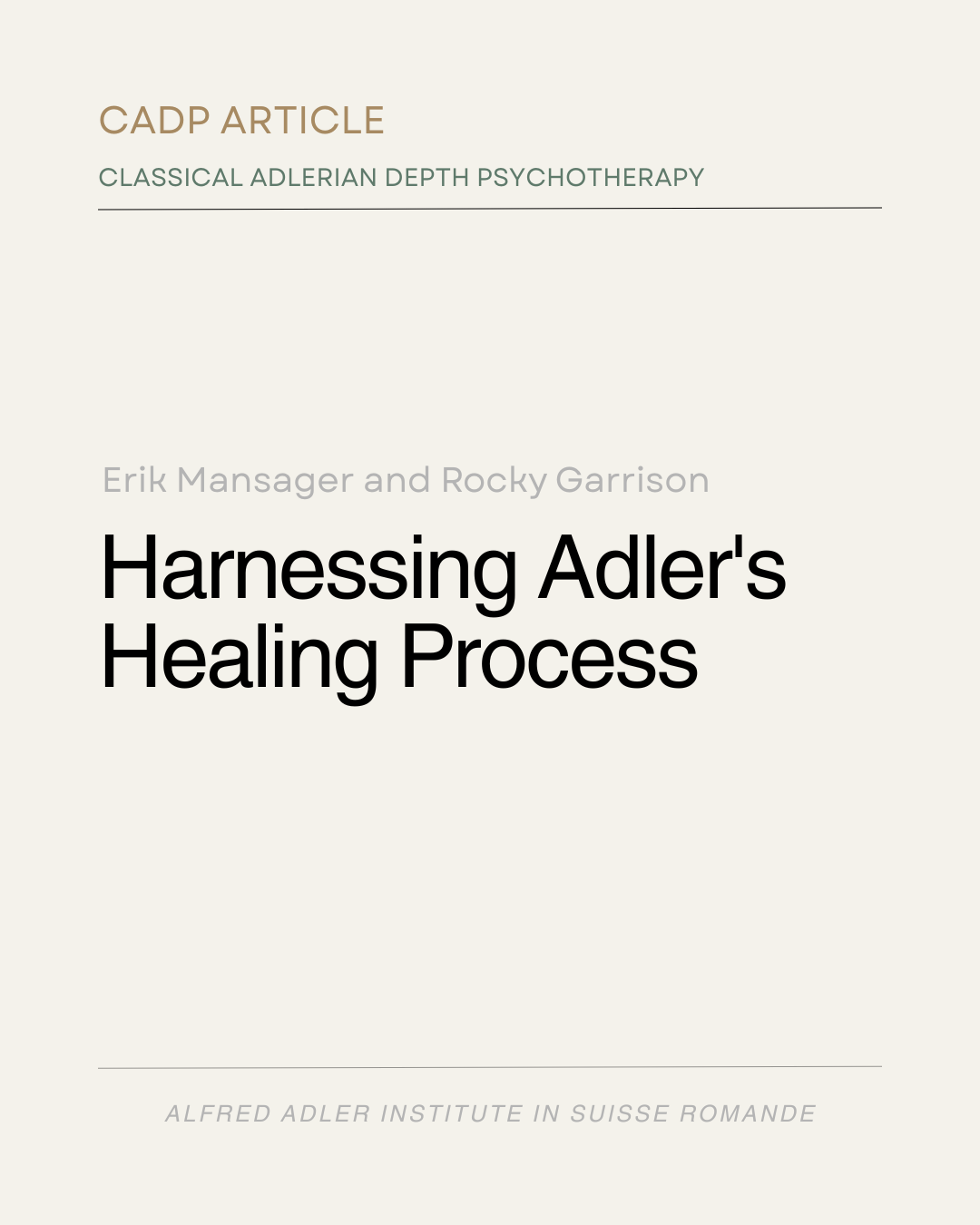 Harnessing Adler’s Healing Process