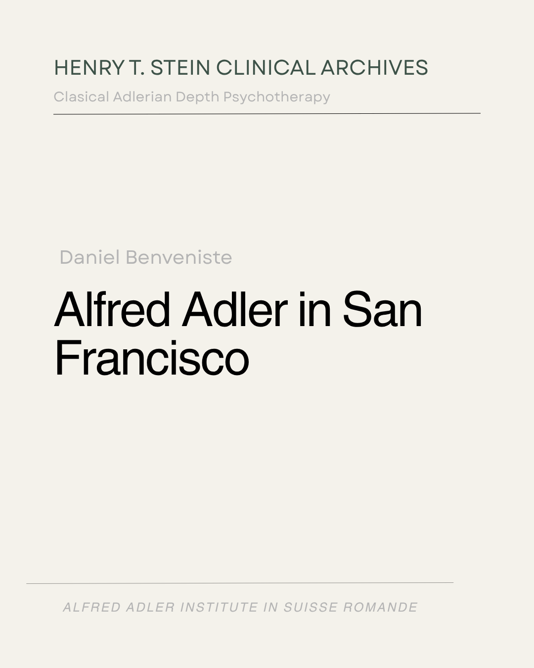 Alfred Adler in San Francisco