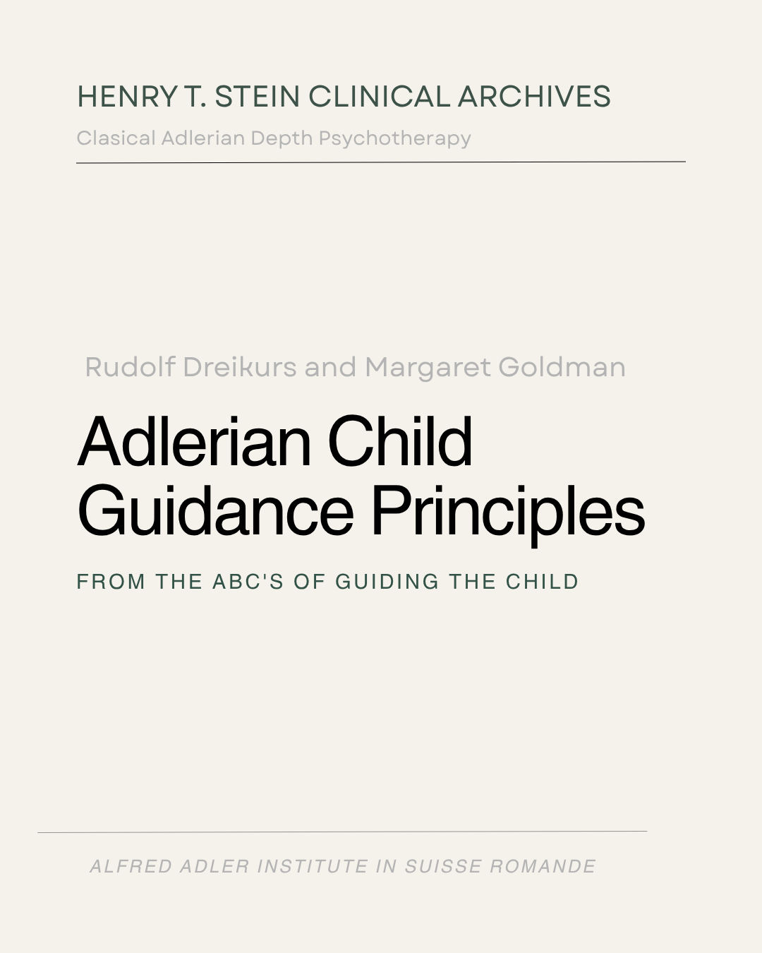Adlerian Child Guidance Principles