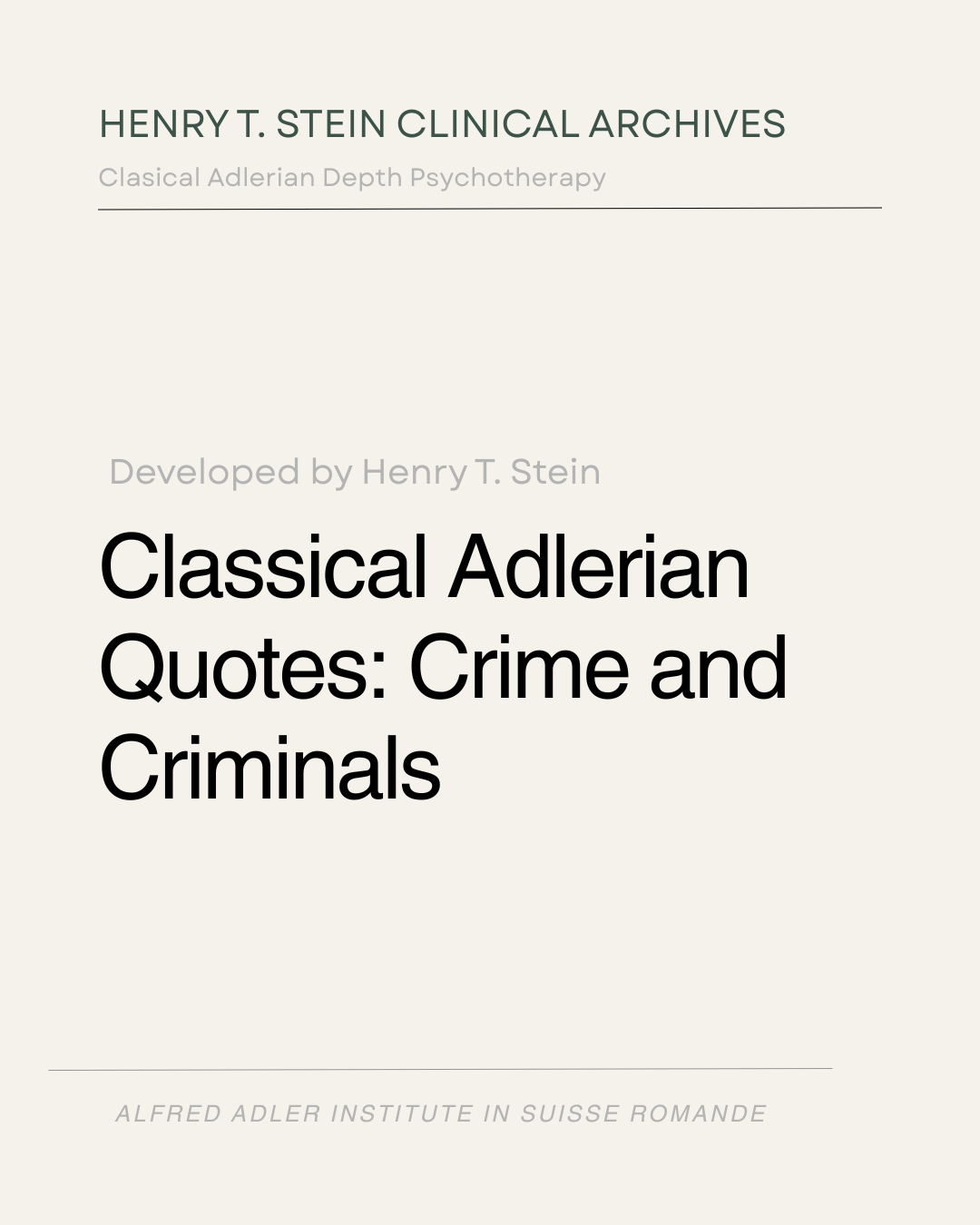 Crime and Criminals
