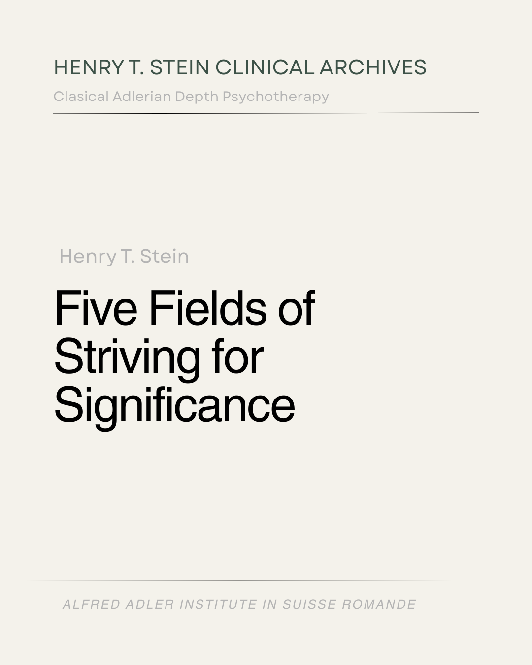 Five Fields of Striving for Significance