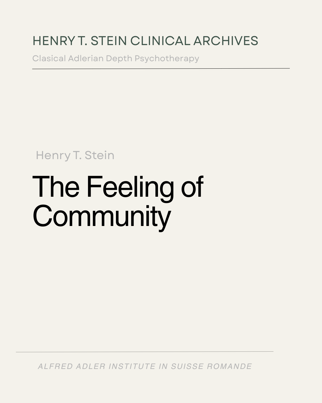 The Feeling of Community