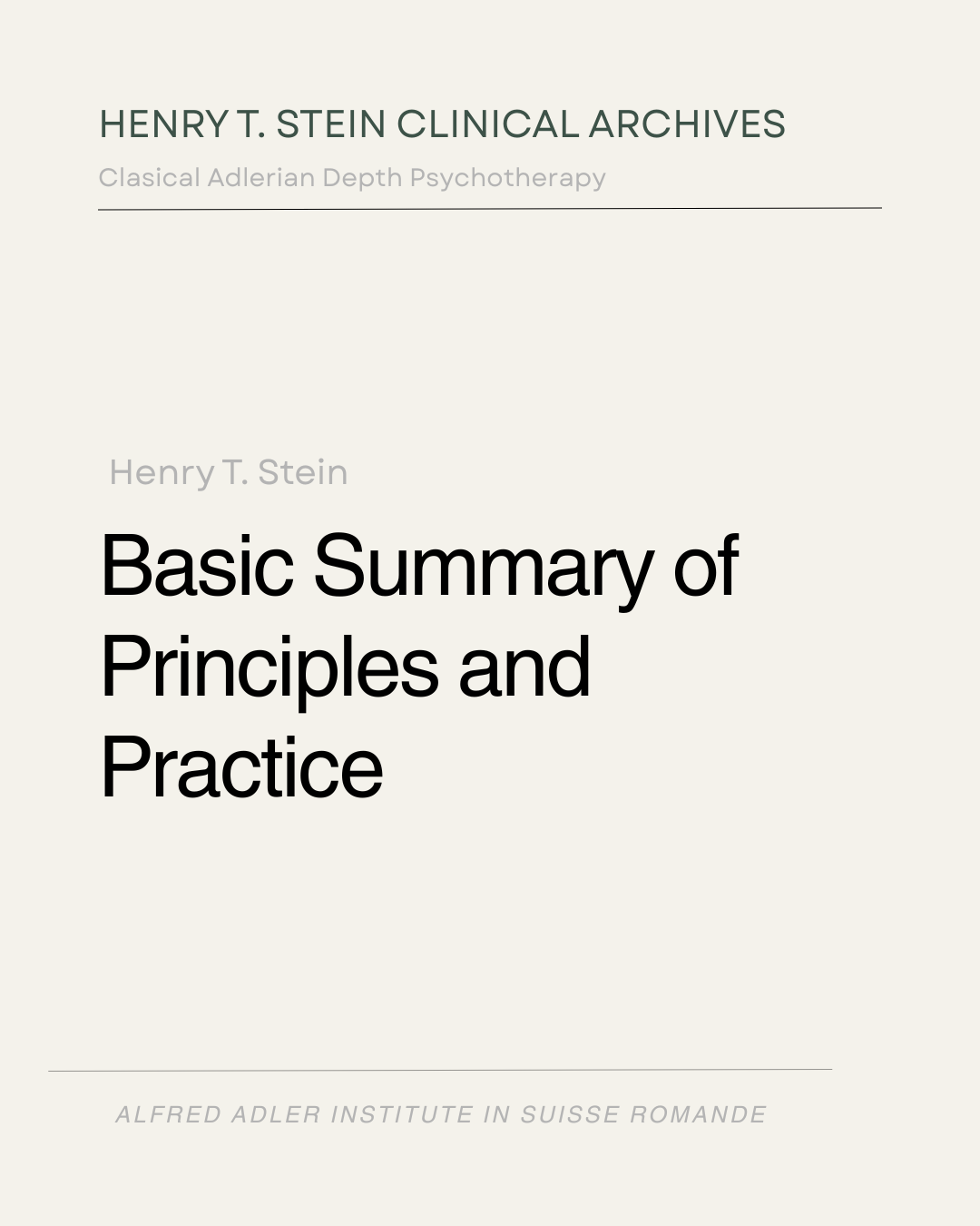 Basic Summary of Principles &amp; Practices
