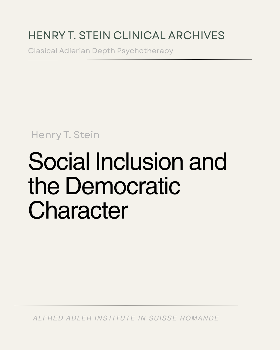 Social Inclusion and the Democratic Character