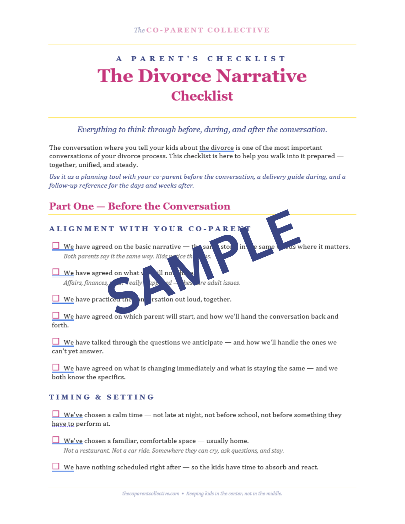 Divorce Narrative Checklist