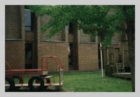 a photo of the playground featuring a metal-worked truck jungle gym