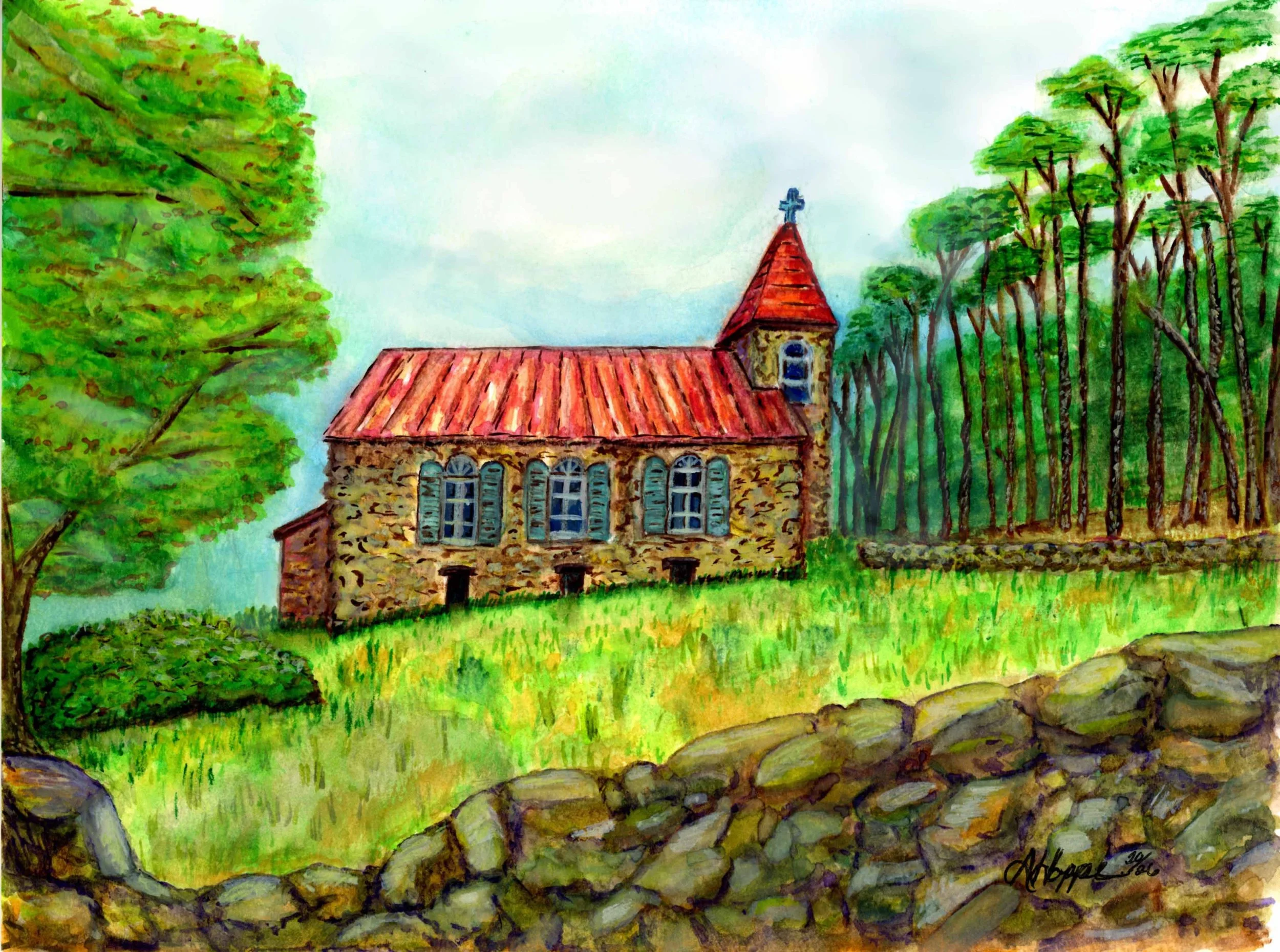 The Winston Chapel. 5.5in x 8.5in. Media: Watercolor. Year: 2026 