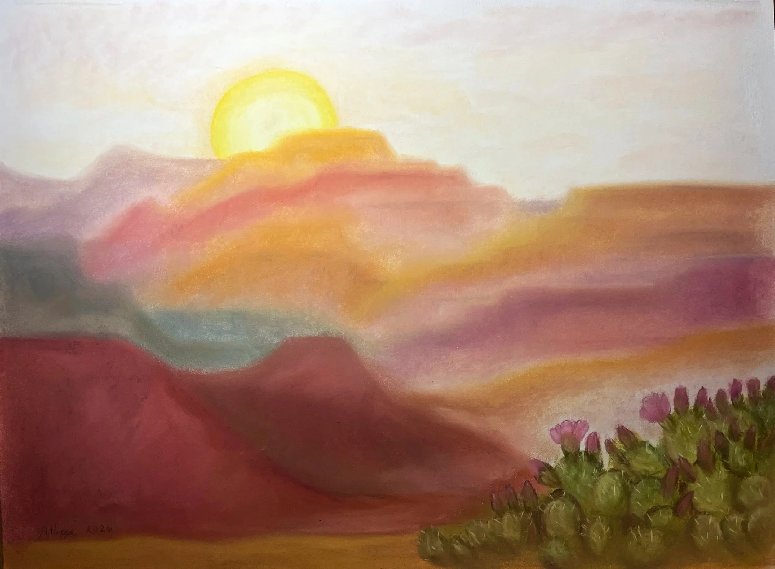 Morning's Promise, 18in x 24in media: Soft Pastel over Charcoal Paper. 2025