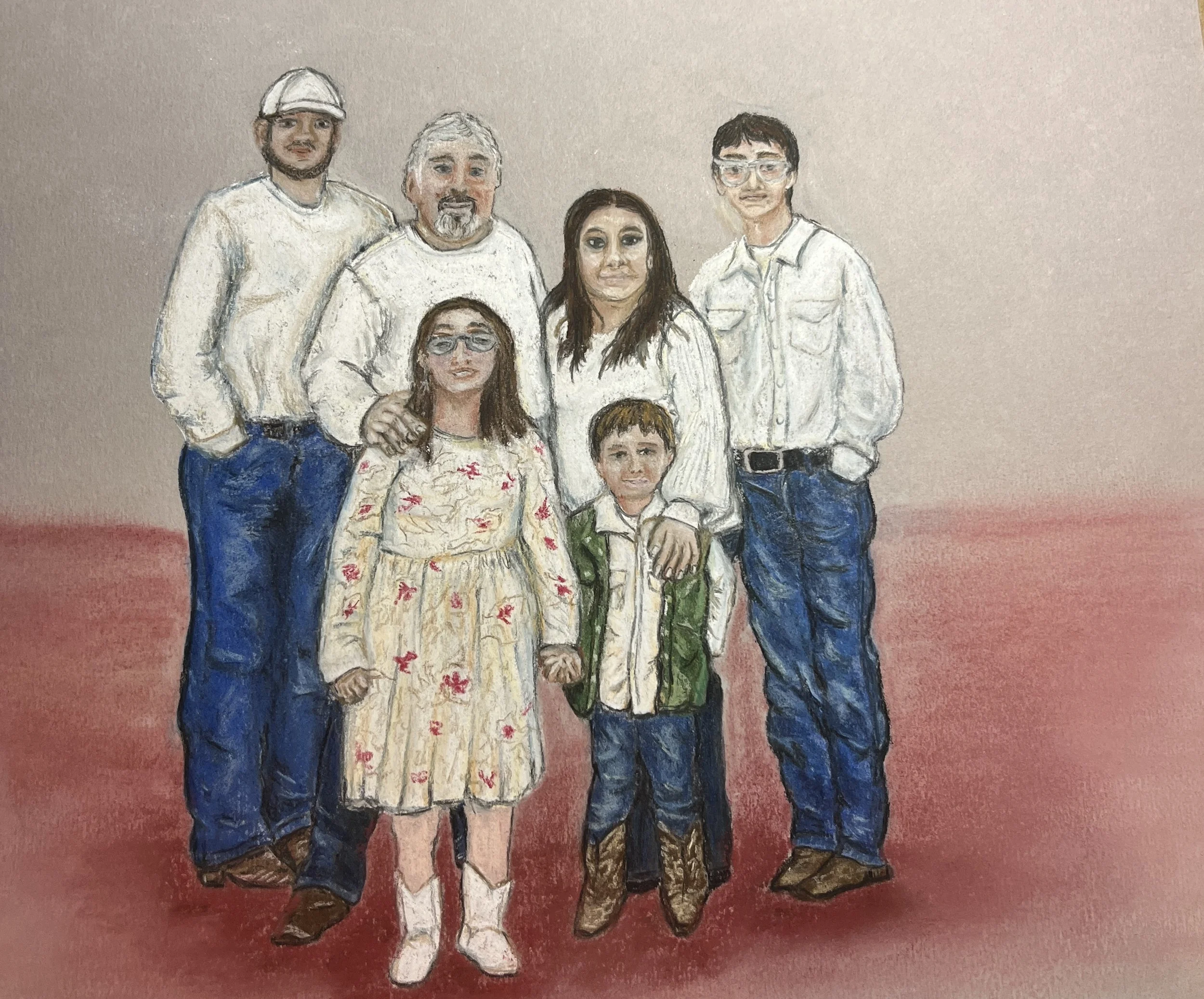 Family Portrait #2, 14in x 11in. Media: Soft Pastels on Canson Paper. Year: 2025