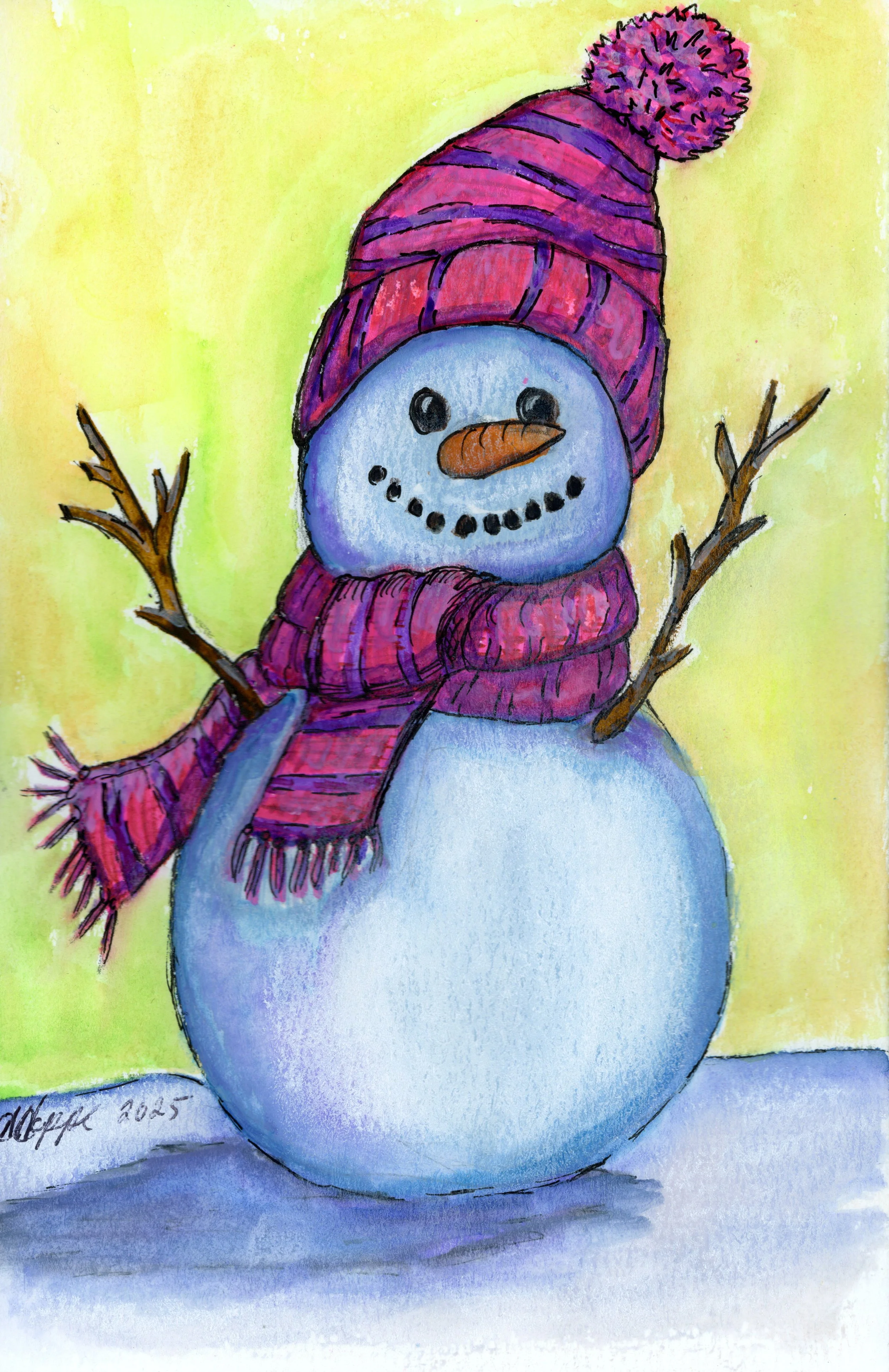 Winter Friend, 5.5in x 8.5in. Media: Mixed. Year: 2025 