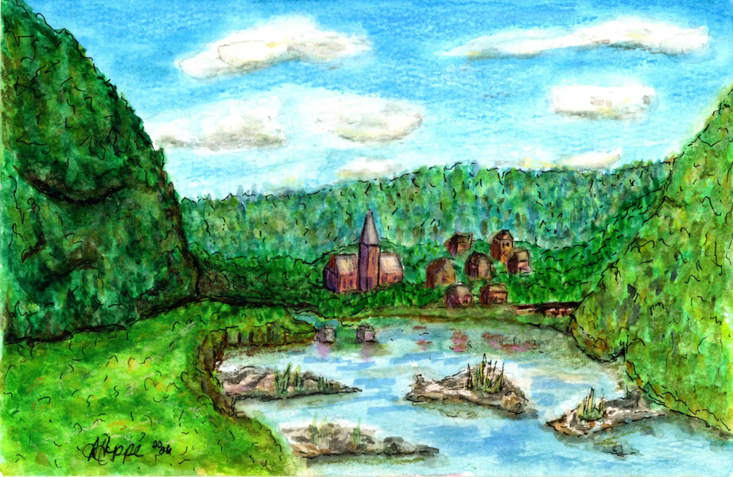 A View From The Clift, 8.5in x 5.5. Medium: Watercolor, Year 2026. 
