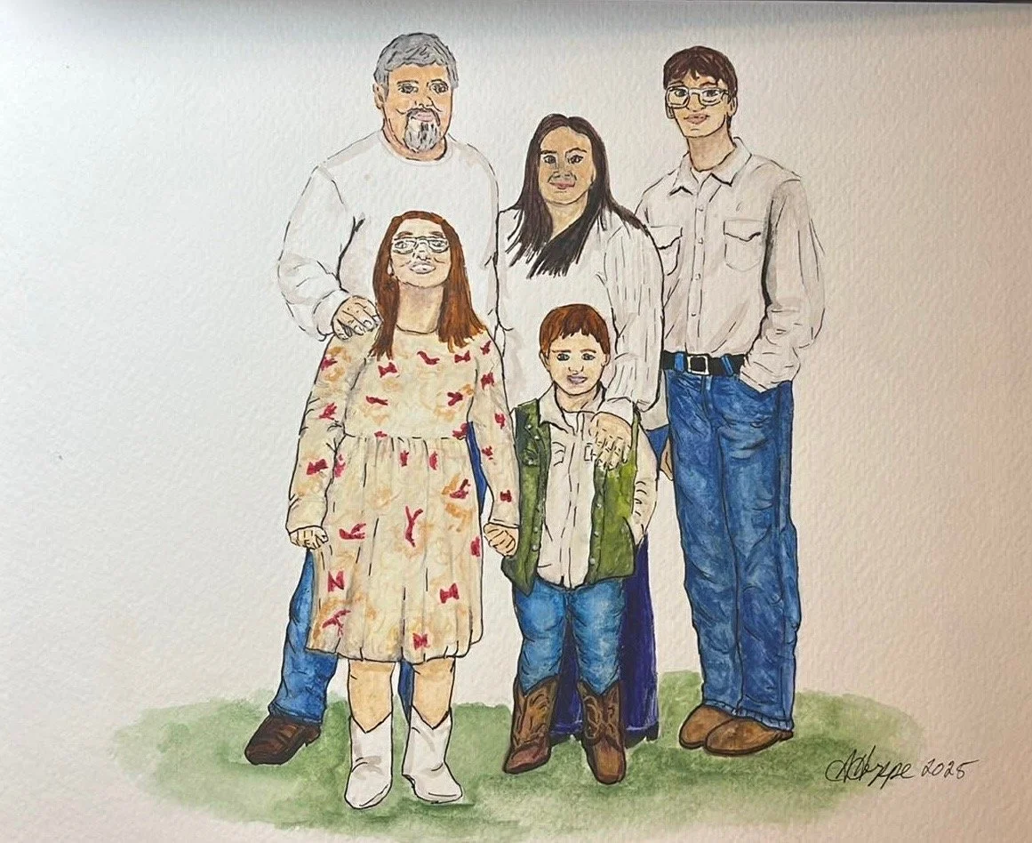 Family Portrait 1, 14in x 11in, Media: Watercolor over Cold Press Paper. 2025