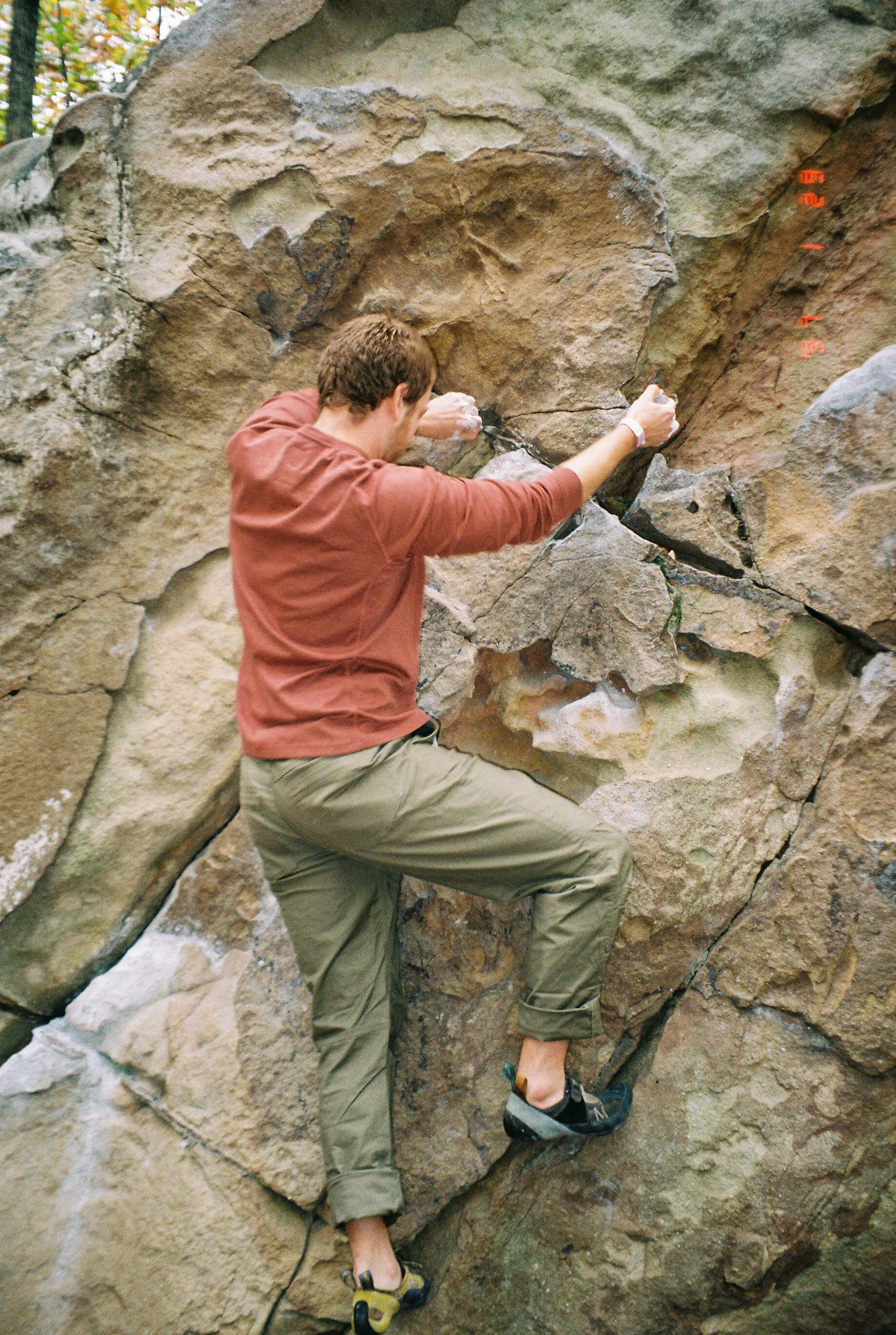 Rock climbing lifestyle video production still, Livsn apparel, Northwest Arkansas
