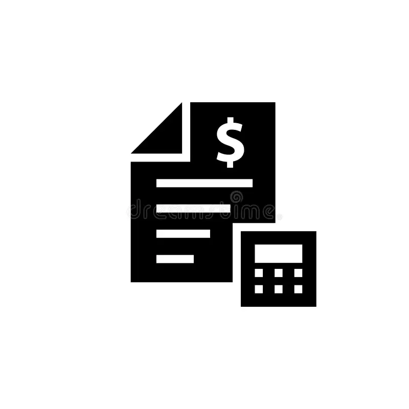 Icon of a financial document with a dollar sign and a calculator.
