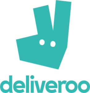 Deliveroo logo, featuring a stylized kangaroo symbol above the word 'deliveroo' in teal.