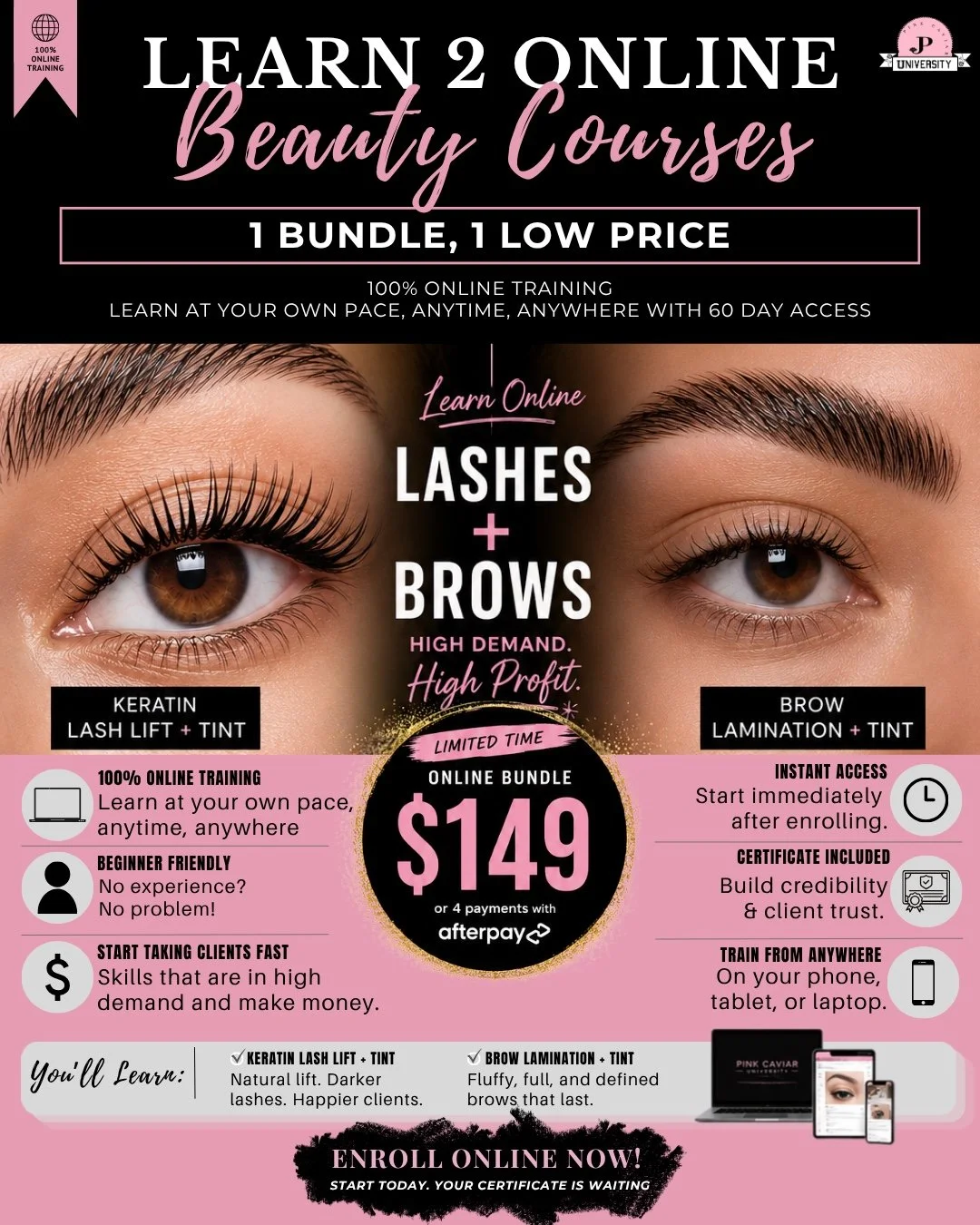 At Pink Caviar University, our online beauty bundle was designed for future beauty professionals who want flexible income, beginner-friendly education, and skills clients are actively booking year-round.

Inside this bundle, you&rsquo;ll learn:
💗 Ke