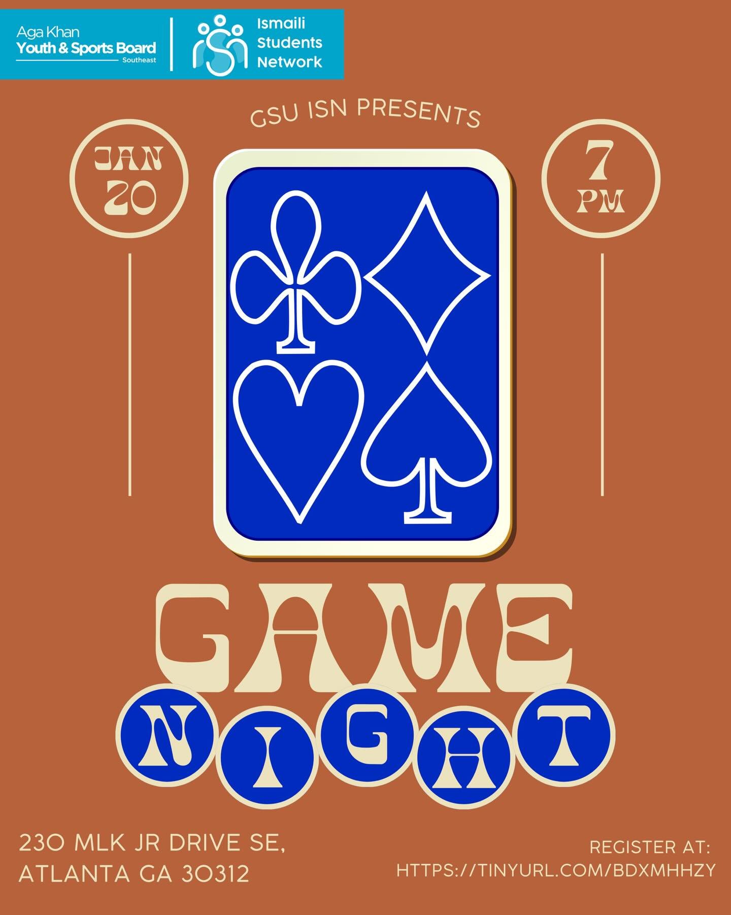 Shuffle the deck and pull up 🃏 Join us for a relaxed night of games and connection with GSU ISN on January 20th. Register at the link in bio (tinyurl.com/bdxmhhzy) or on our website!