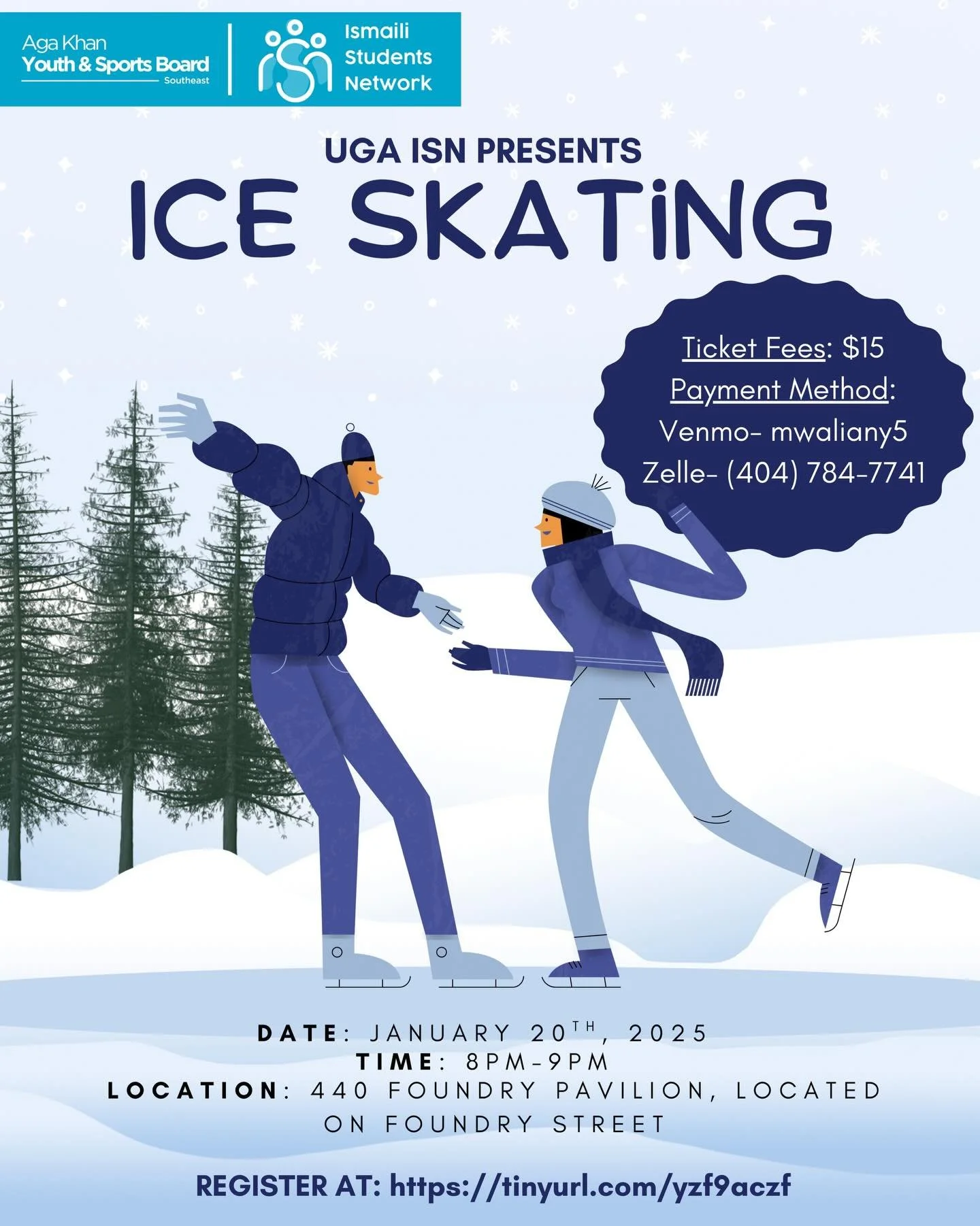 Glide into winter fun with UGA ISN ⛸️❄️ Join us for a night of ice skating, laughs, and community on January 20th! Register at the link in bio (tinyurl.com/yzf9aczf) or on our website. See you at the rink!