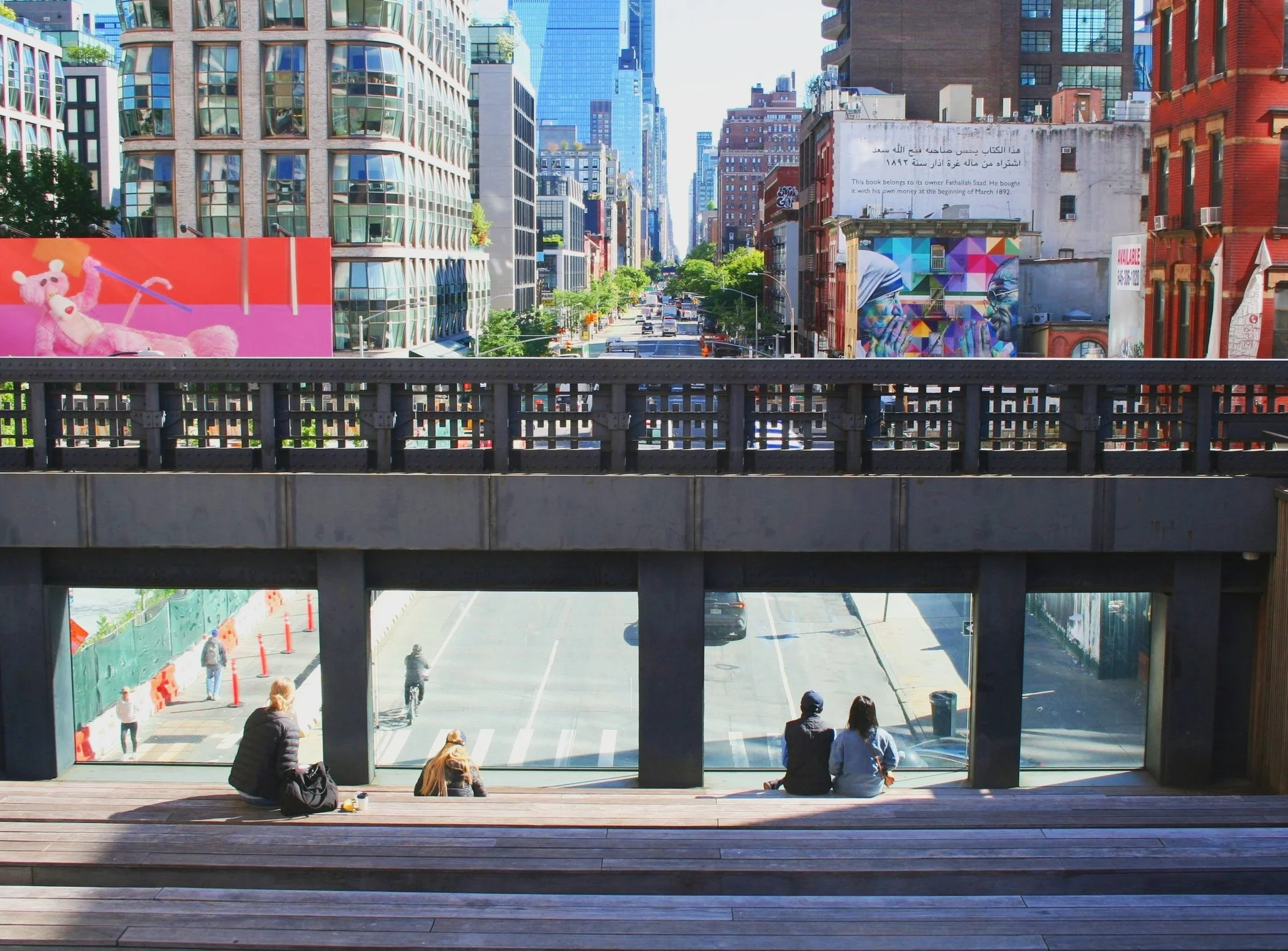 A lookout on the High Line facing the street, The High Line in New York City, New York, NY