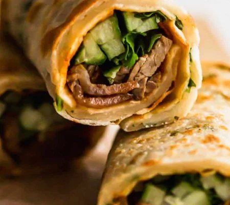 BRAISED BEEF SHANK IN SCALLION PANCAKE WRAPS