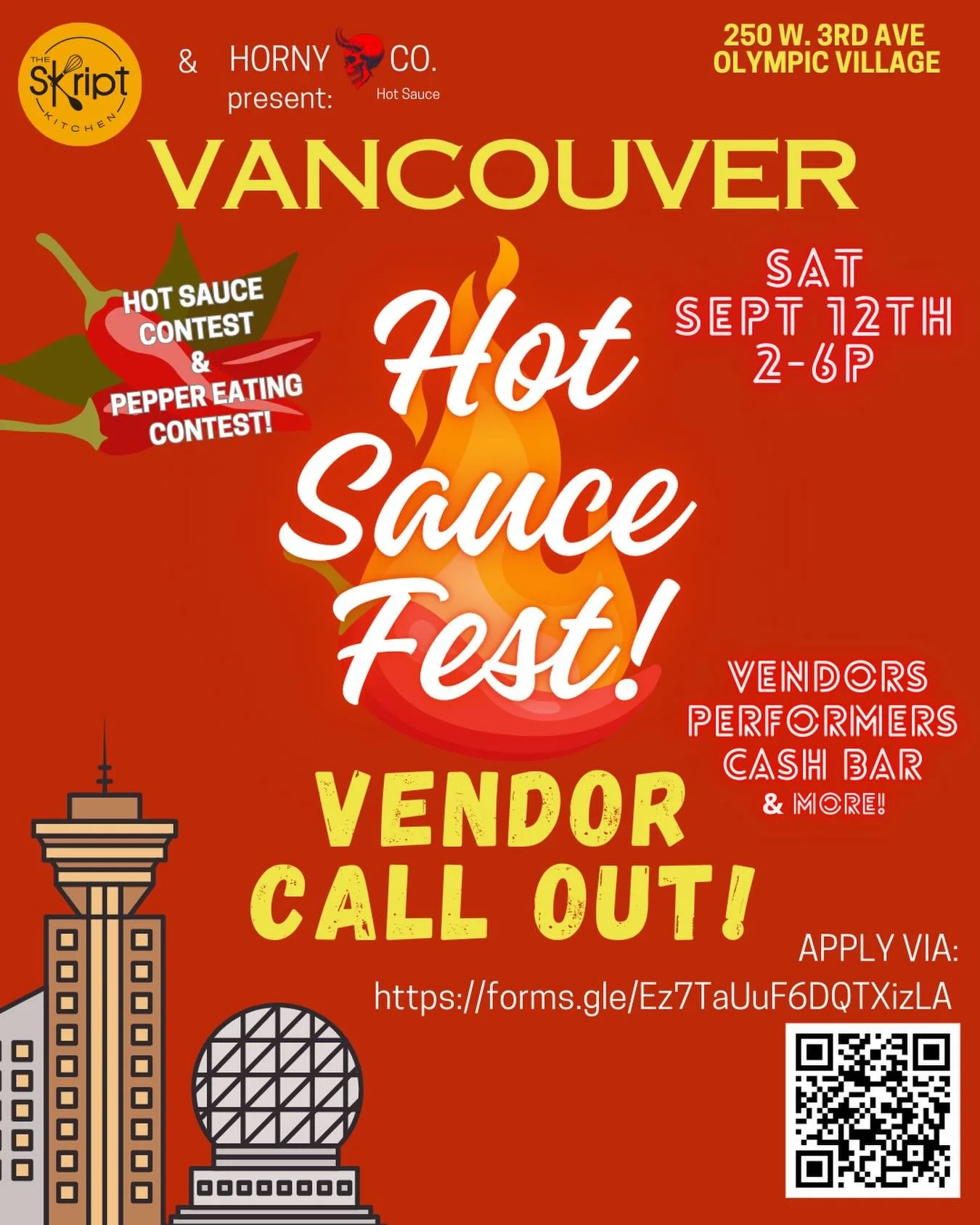 Vancouver Hot Sauce Fest IS BACK for 2026!  We&rsquo;re looking for vendors, artists, food trucks, hot sauce &amp; chili oil makers &amp; more! Love to feature you at The Skript Vancouver for another year of exciting spicy memories! Apply via link in