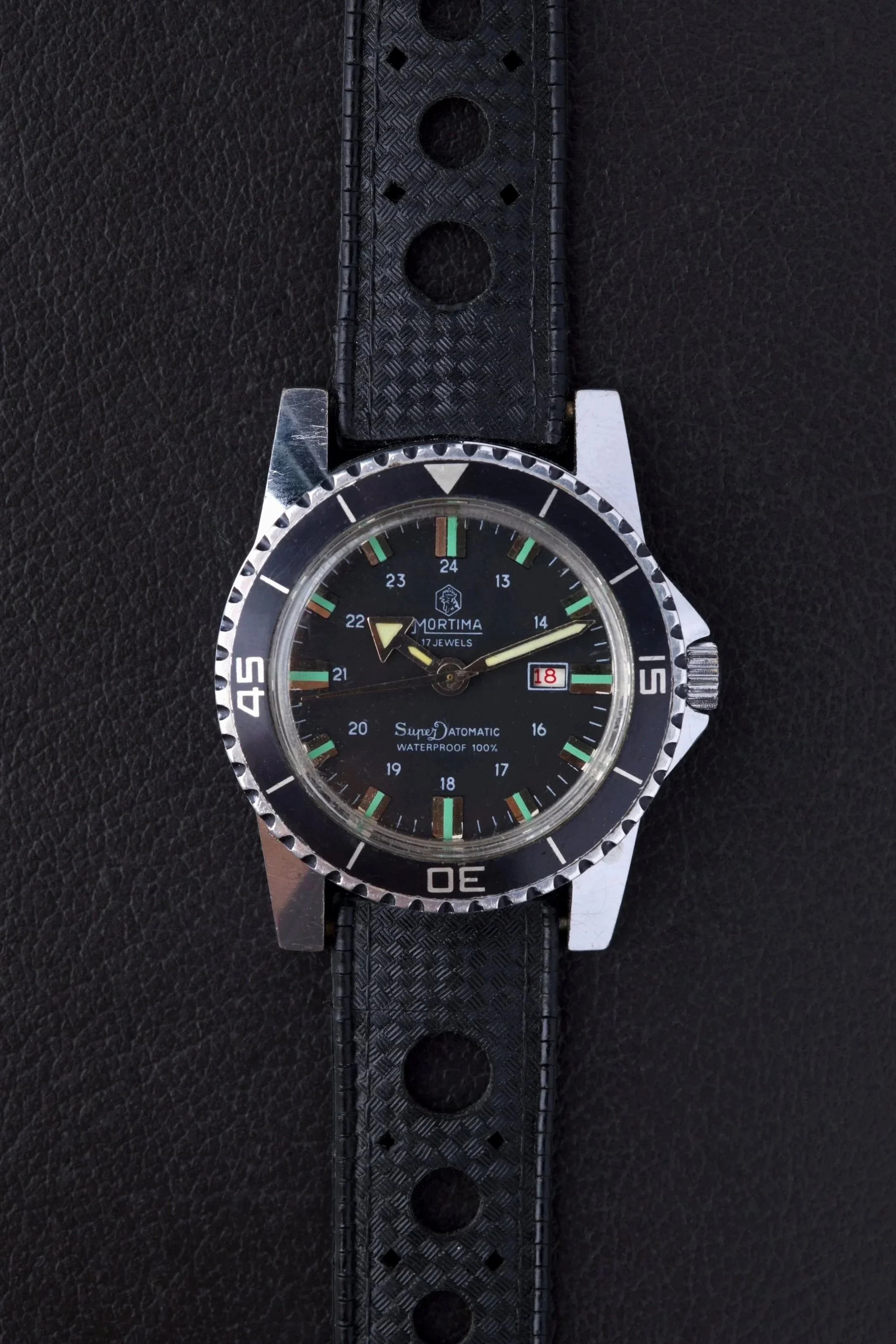 Mortima Super Datomatic Vintage Montre de Plongée Automatique Bracelet Tropic