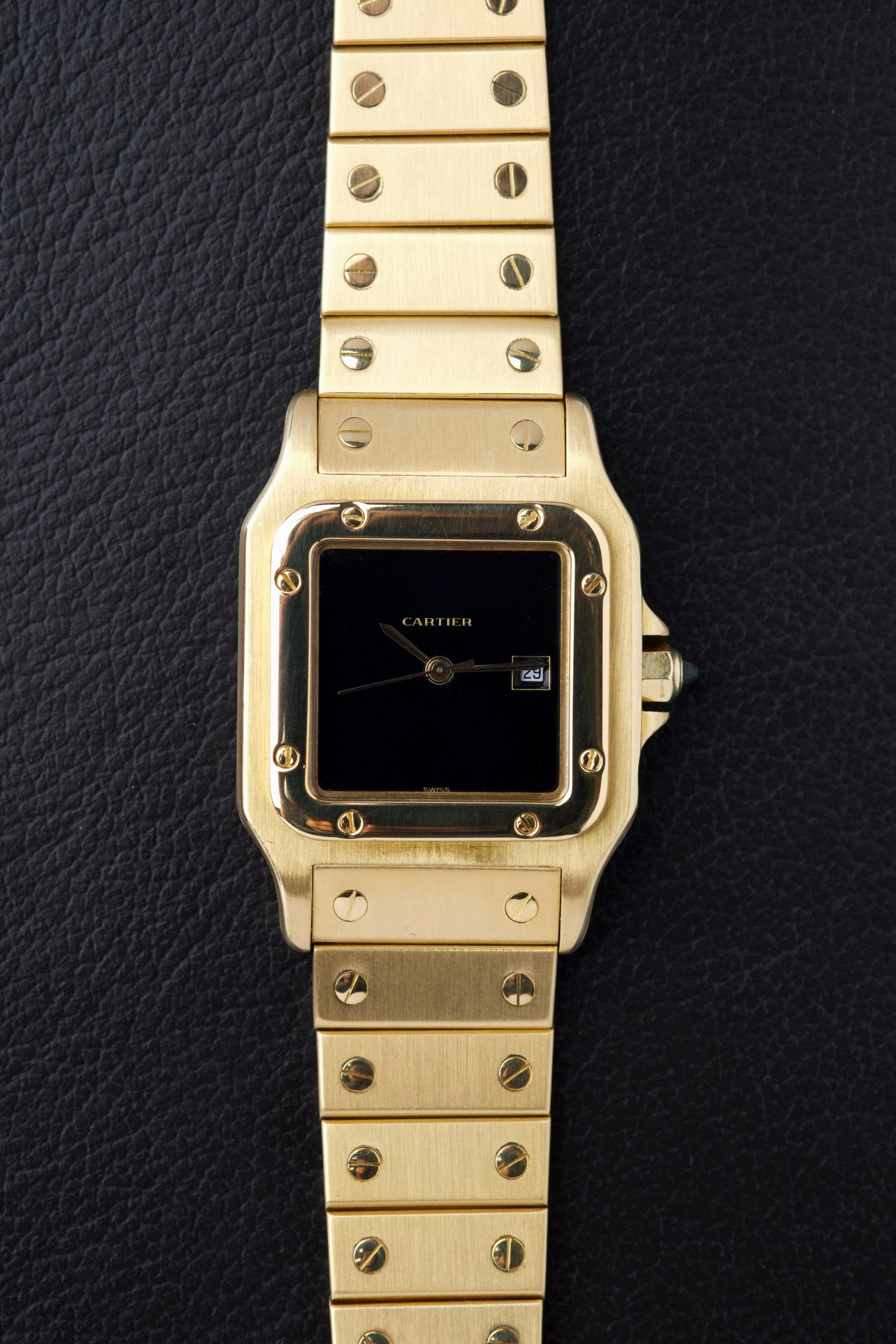 Cartier Santos Carrée Automatique 2960 Full Or Jaune 18k Cadran Noir laqué