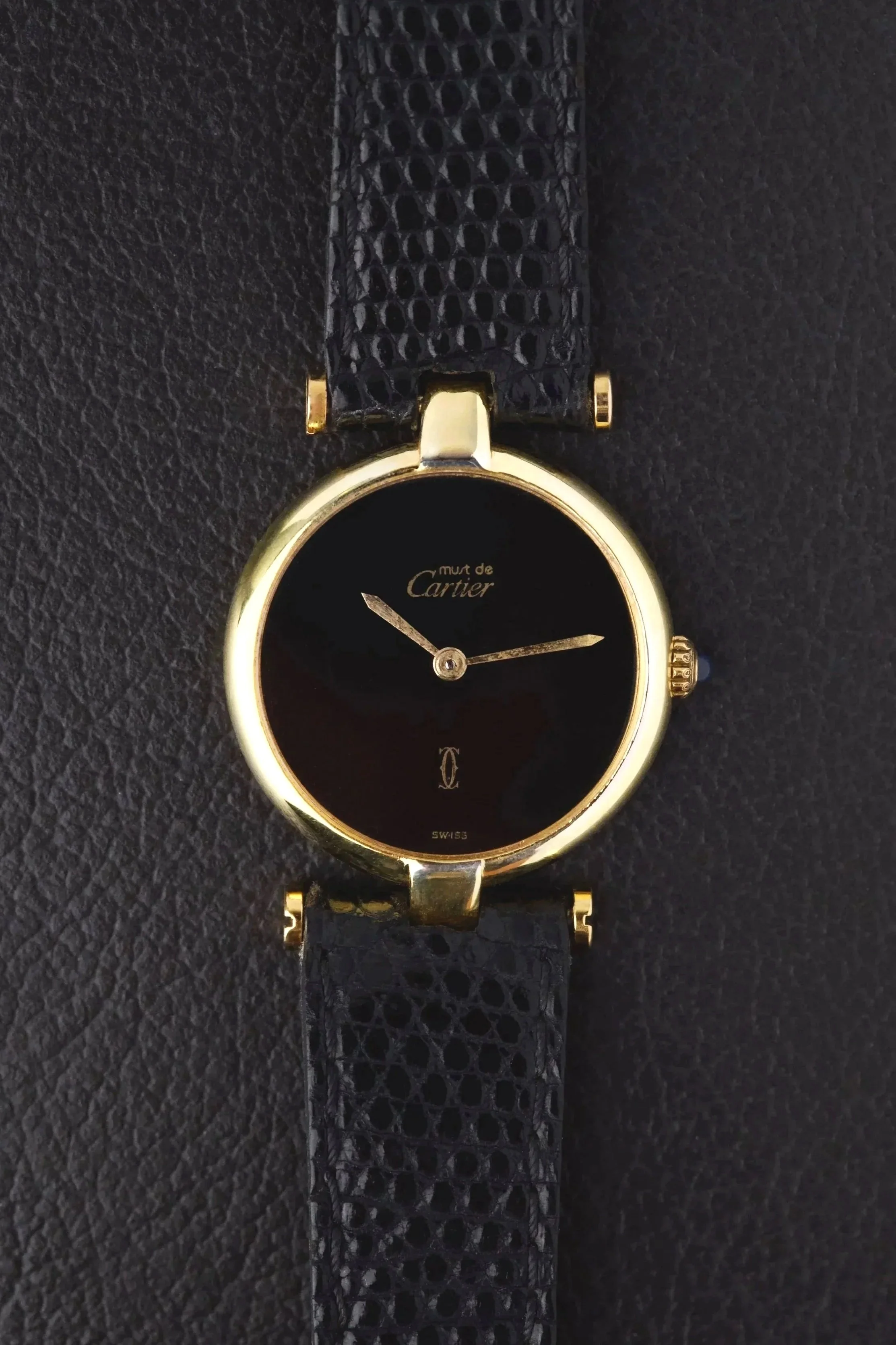 Cartier Must Vendôme Vermeil Vintage Ref.590004 Onyx Noir Montre Femme