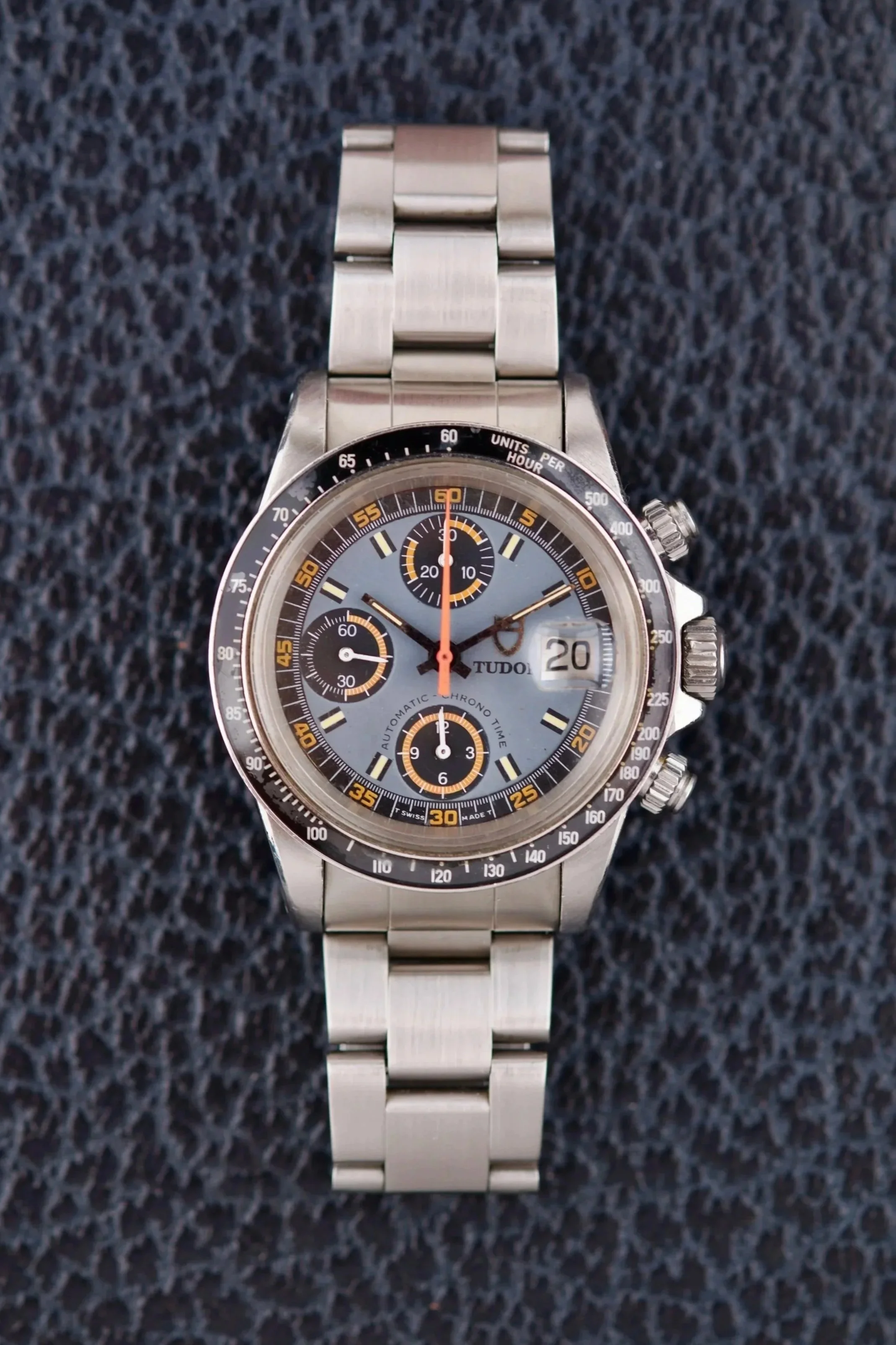 Tudor Big Block 94200 chronographe vintage suisse cadran noir boîtier acier bracelet Oyster