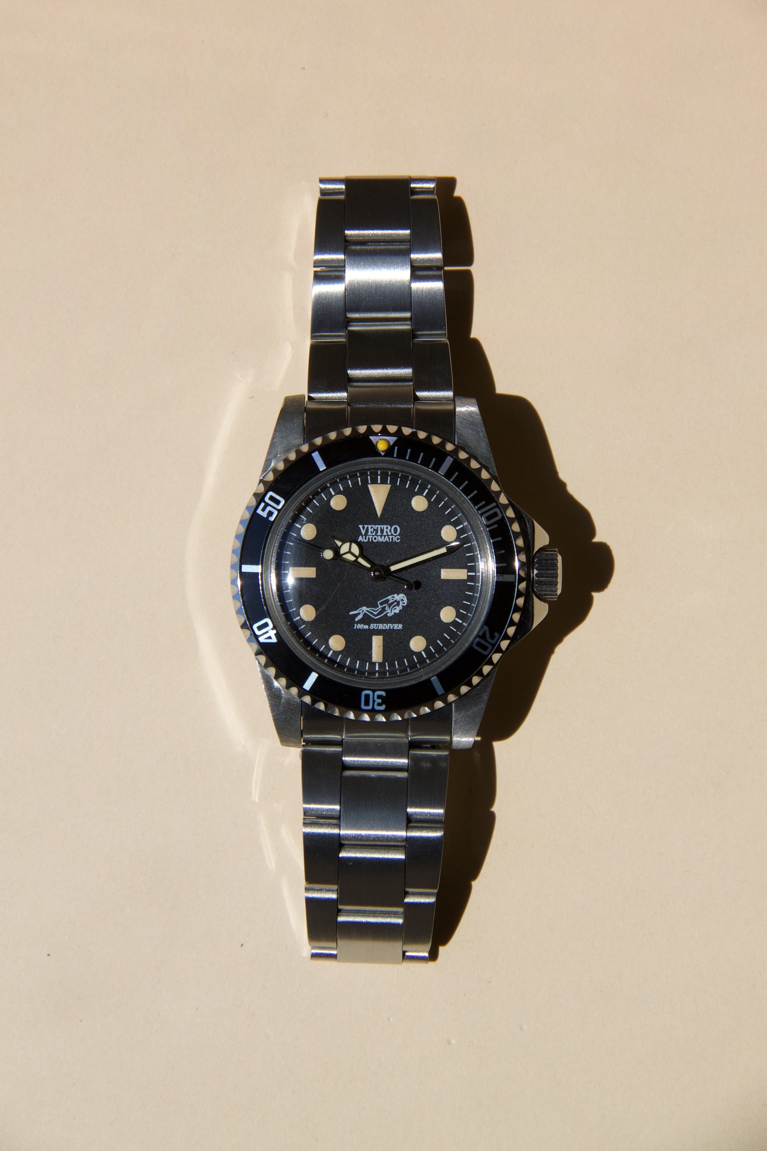 Montre vintage Vetro Submariner hommage milsub 5513 diver automatic