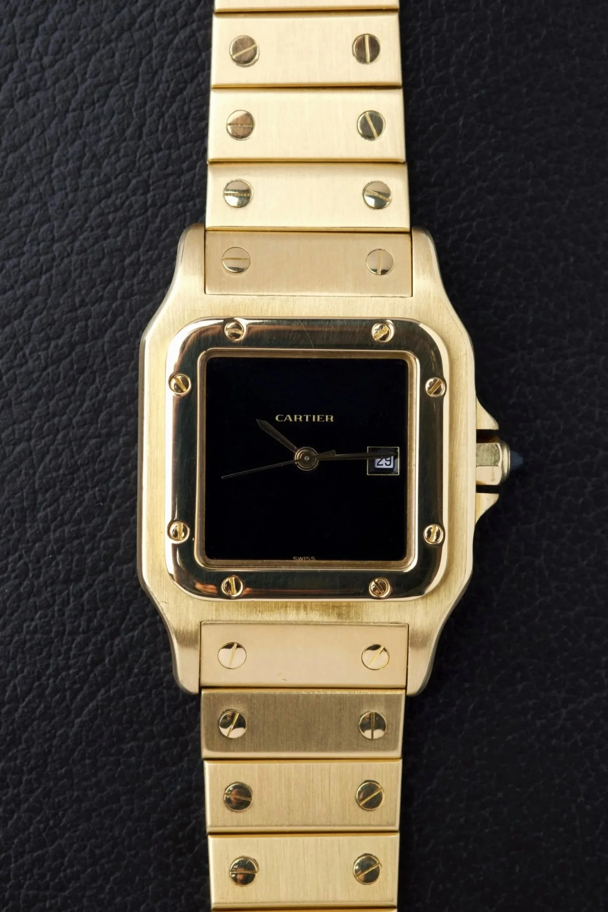 Cartier Santos Carrée Automatique 2960 Full Or Jaune 18k Cadran Noir laqué