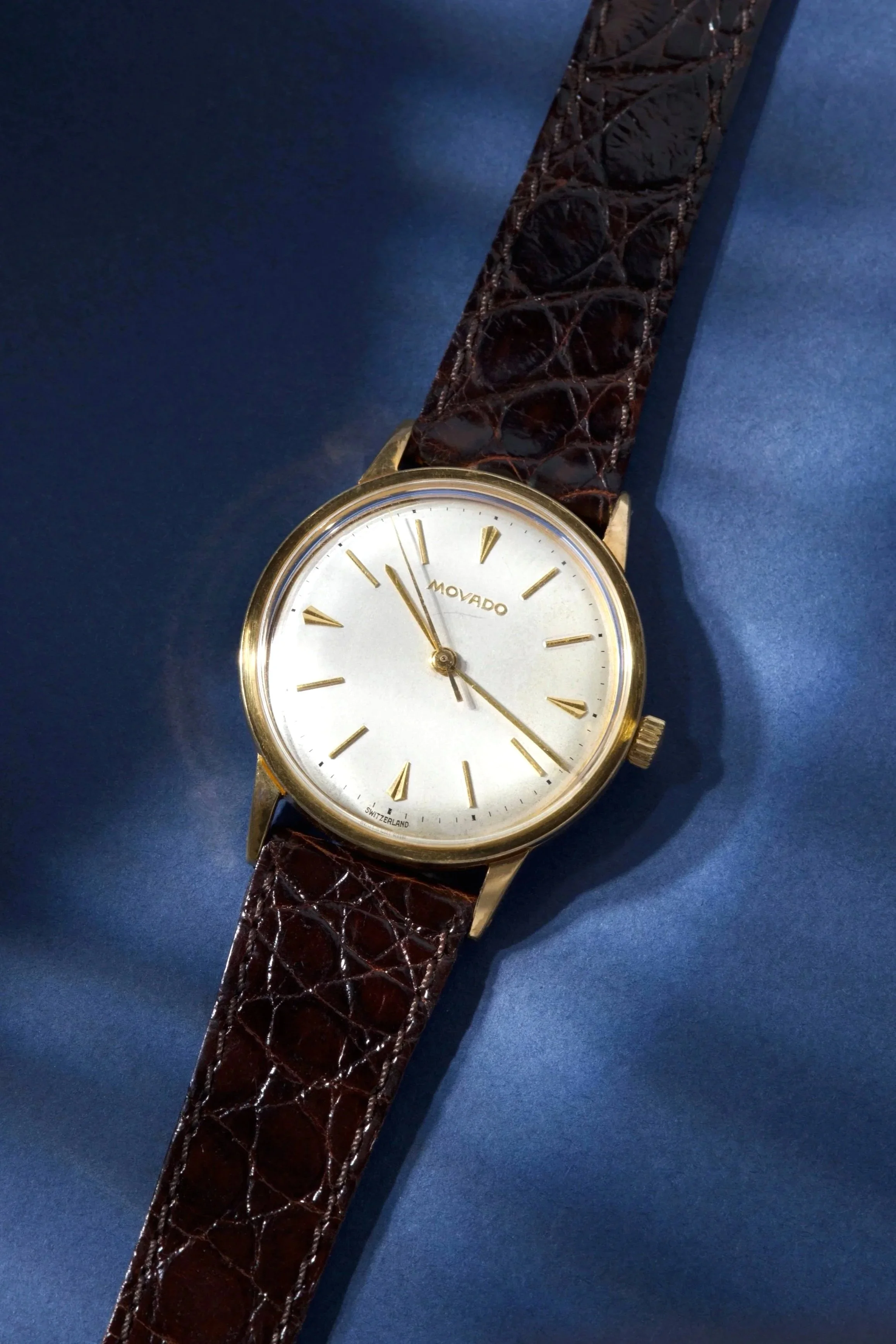 Movado Calatrava Suisse Vintage mécanique 1959 Rare Full Set plaqué or