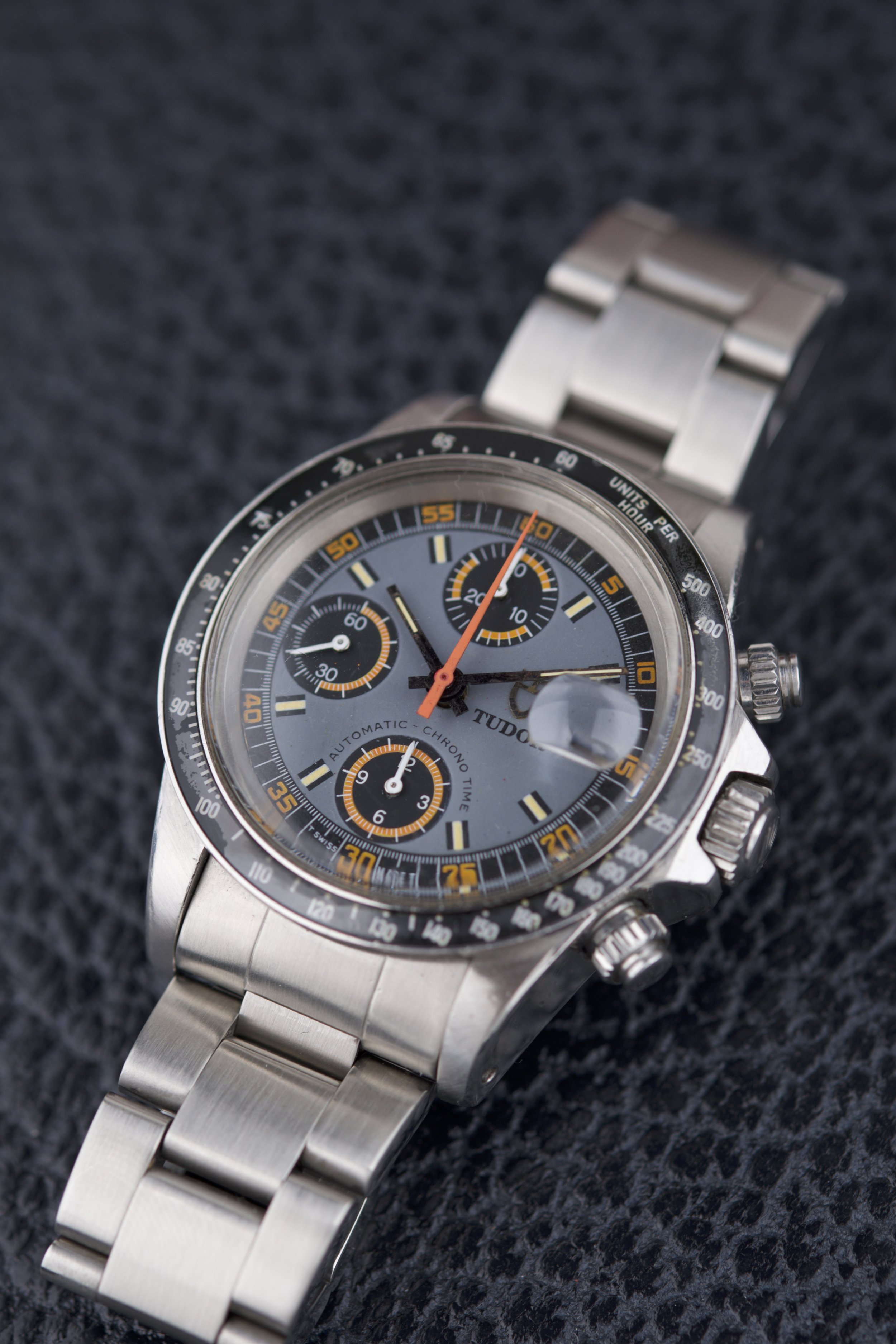 Tudor Big Block 94200 chronographe vintage suisse cadran noir boîtier acier bracelet Oyster