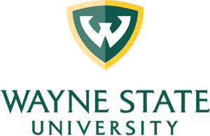 Logo of Wayne State University in green and yellow colors