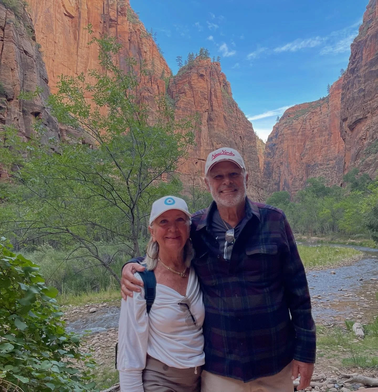 Lilac around the world: Susan and Jim enjoying one of my all-time fave spots&mdash;Zion National Park. Both decked out in Lilac (including bags!) 😍 @josephribkoff @marrincostellojewelry @7diamonds
