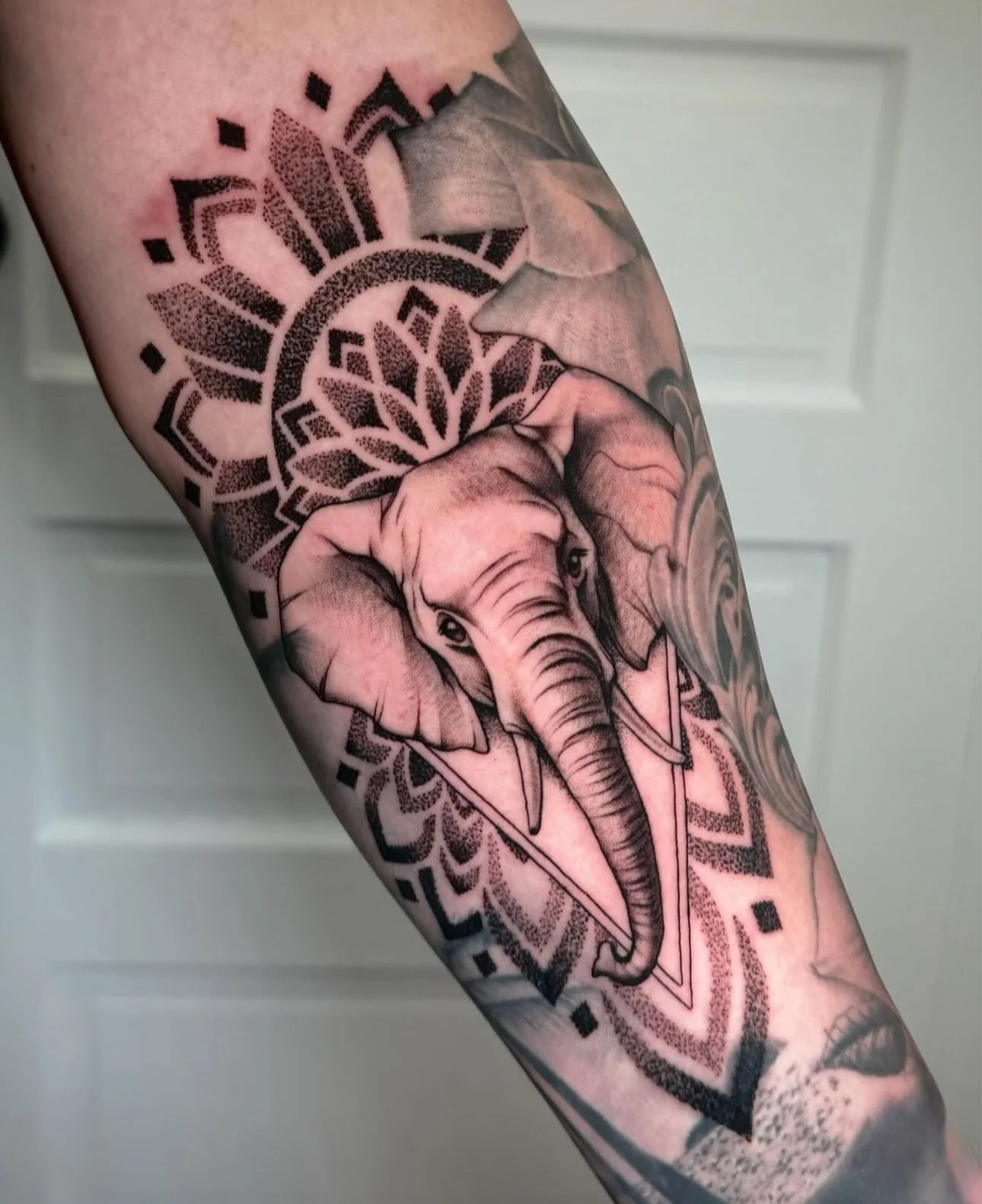 Cute elephant with a little mandala ✨

Perfectly Done by @maditattoos 
#tattoo #tattoos #dearborn #detroit #ironborn #tattooideas #tattooed