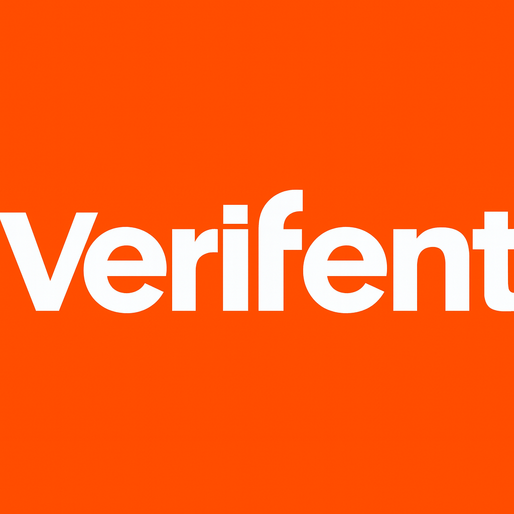 The Verifent logo on an orange background.